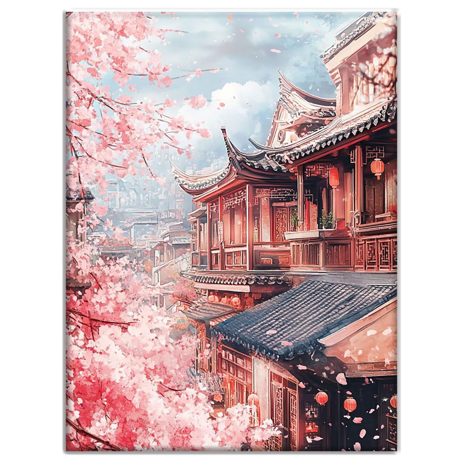 Malarstwo diamentowe dla dorosłych, Japonia, obrazy dla początkujących, prostokątne kamienie 5D, pełne wiertło, zestaw do malowania, architektura, zestaw do samodzielnego wykonania, haft krzyżykowy