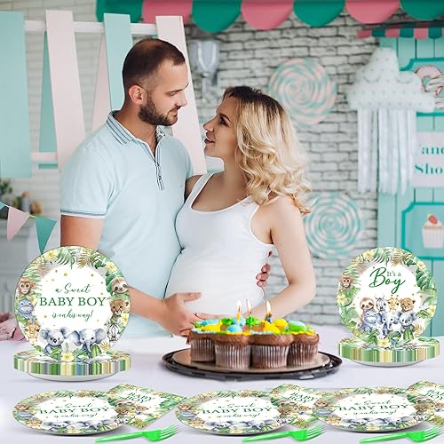 Miniatura 97 de 96 piezas de suministros de fiesta de cumpleaños florales de cumpleaños, platos de papel, servilletas, flores de oro rosa, decoraciones de fiesta