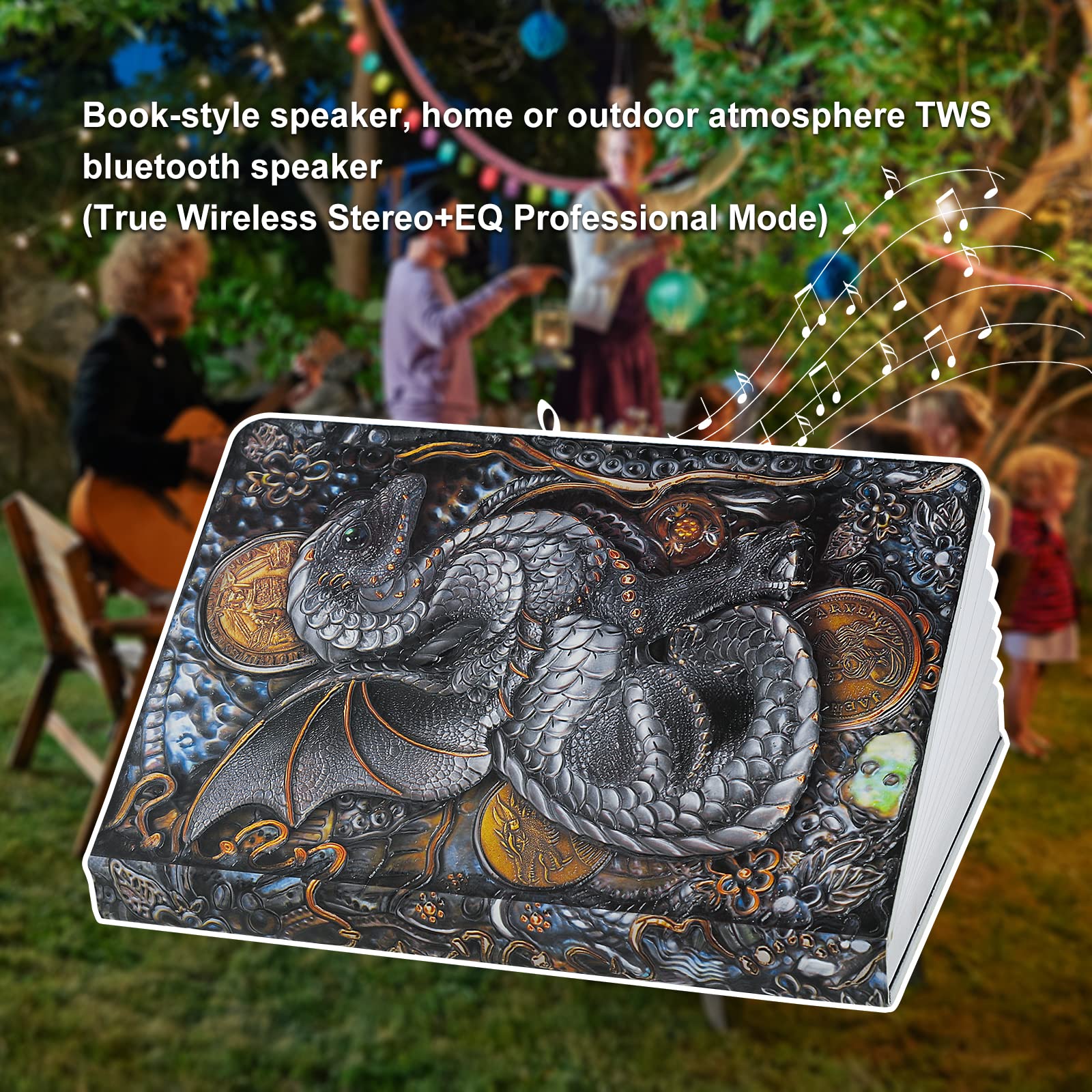 QXMGCBOK Lampada da libro Colori chiari multipli Lampada a drago goffrata Luce notturna a LED Compleanni e regali di Natale per donne, uomini e bambini (Lampada libro Bluetooth, Luce a 4 colori)