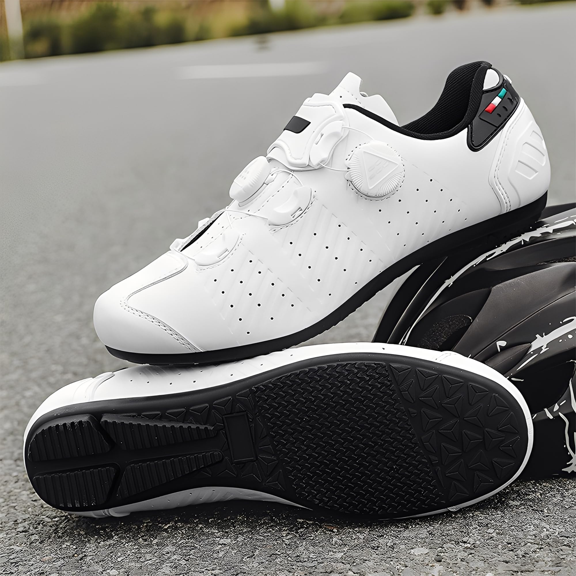 Zapatillas Ciclismo Montañ Sin Cala, Zapatos Bicicleta Montaña/Carretera Hombre Calzado Bicicleta, Zapatillas de Ciclismo Base Goma Antideslizante Ligeros