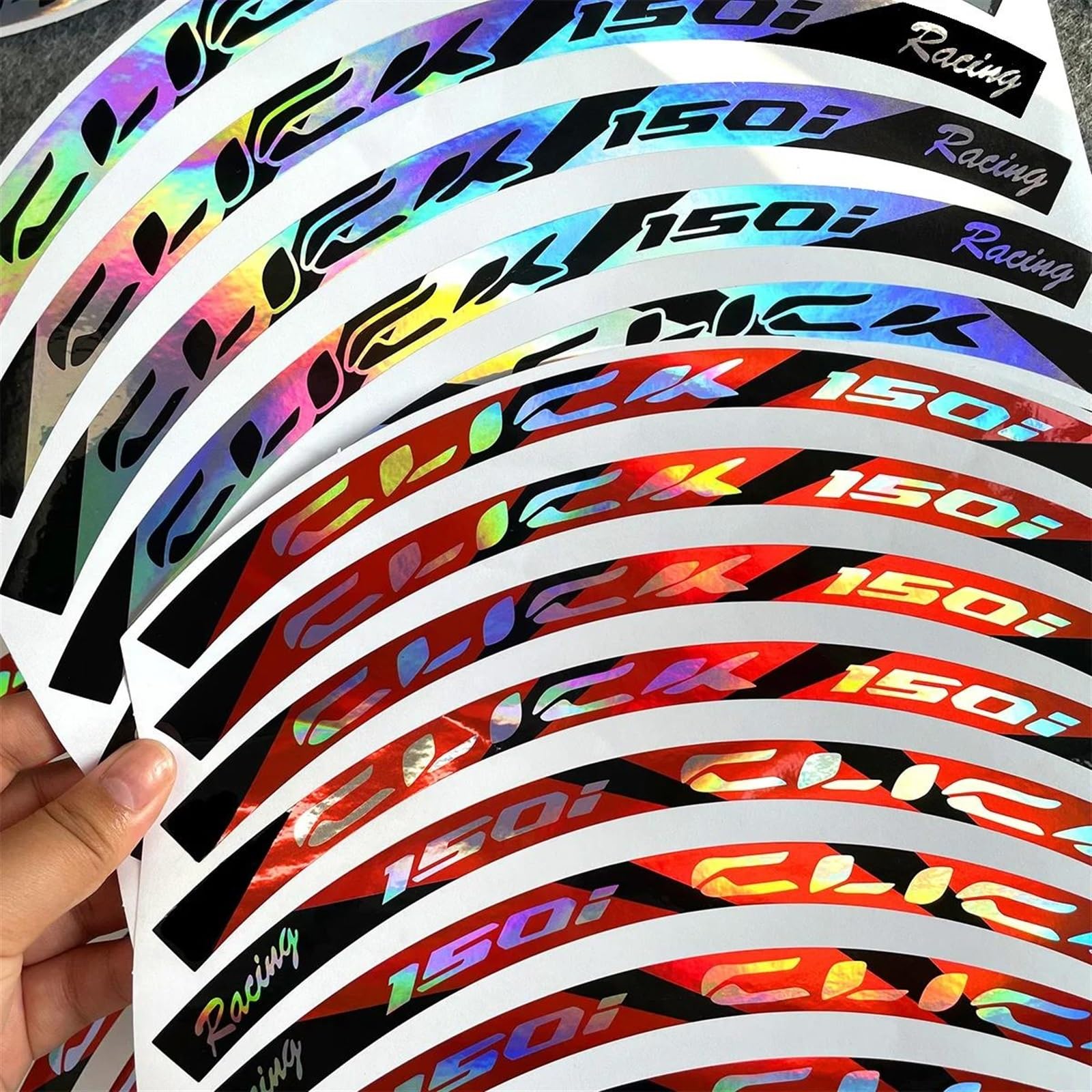 Felgenrandaufkleber Regenbogen-Radaufkleber Für Motorräder, Felgenrandstreifen, Roller-Dekoration Für Click 125 125i CLICK150i 150 Radaufkleber(Farbe 4)