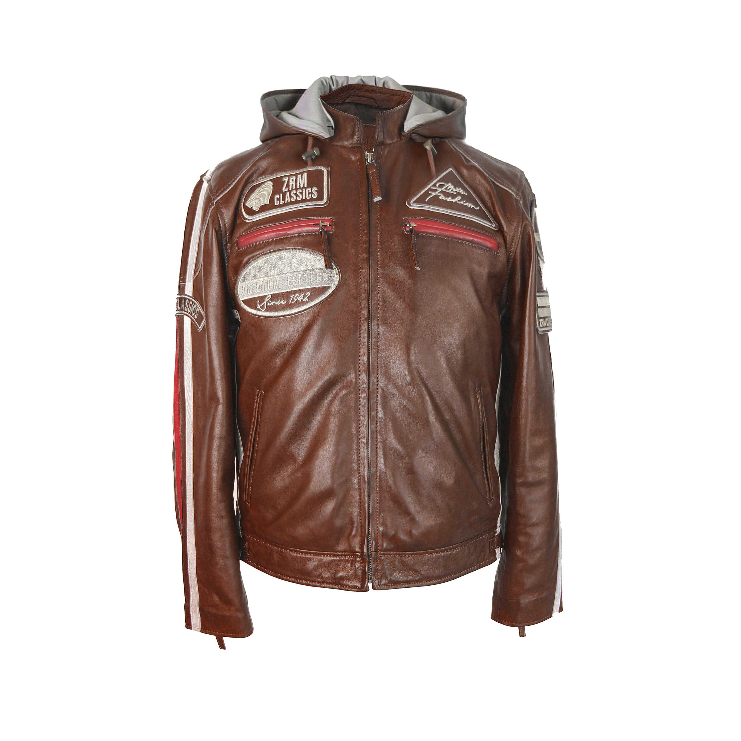 Zerimar Chaqueta Hombre de Cuero Genuino - Cazadora Motera Elegante para Hombre - Piel Resistente - Estilo Moto Clásico - Prenda Premium