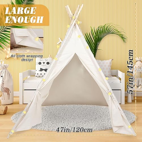 Miniatura 2 de Midoook - Tienda de campaña tipi para niños, tienda de campaña tipi para niños y niñas, tienda de campaña de lona para niños, tienda de campaña Tipi