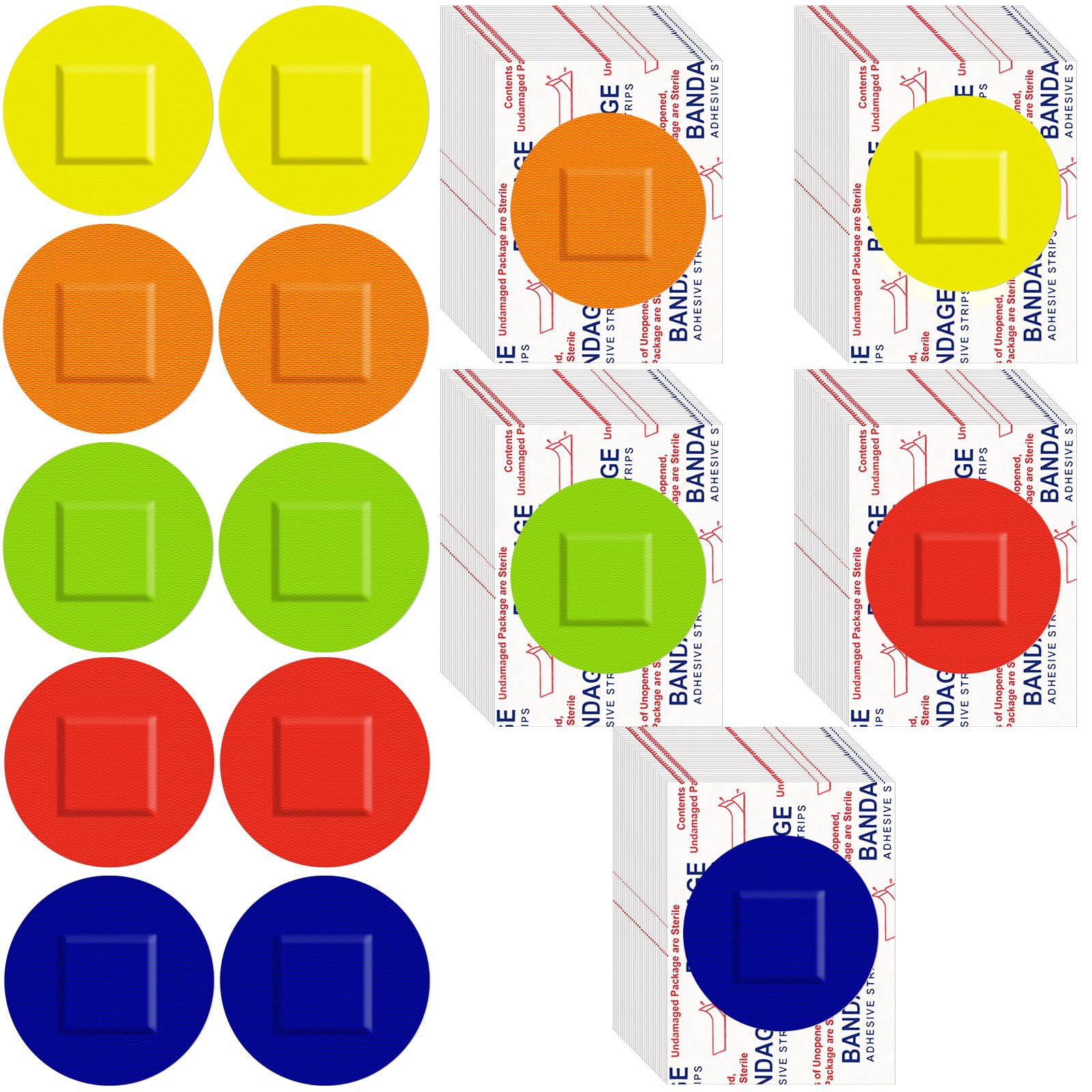 Funtery 200 Pcs Spot Adhesive Bandages 1.2 Inch Flexible Round Fabric Non Latex Small Face Circular Adhesive Bandage for Skin Tone Wound Spots Small Incisions(Multicolor)Compact by Design (Amazon-developed Certification)