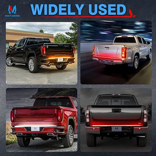 Miniatura 7 de MICTUNING Tira de luz triple de 48 pulgadas con 360 LED para portón trasero, impermeable, con conector plano de 4 vías, 5 funciones, señal de giro