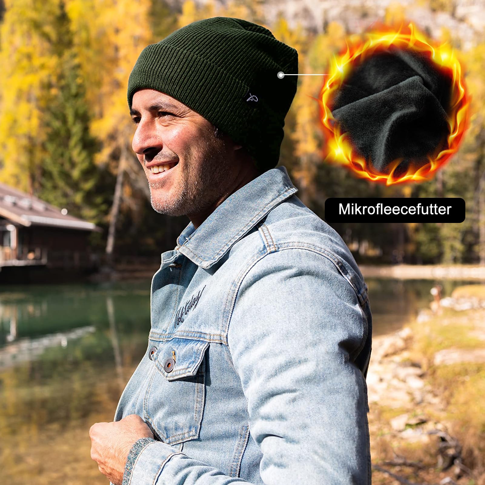 TOP-EX Dryknit - Gorro de invierno impermeable de gran tamaño XL XXL con forro polar para hombre