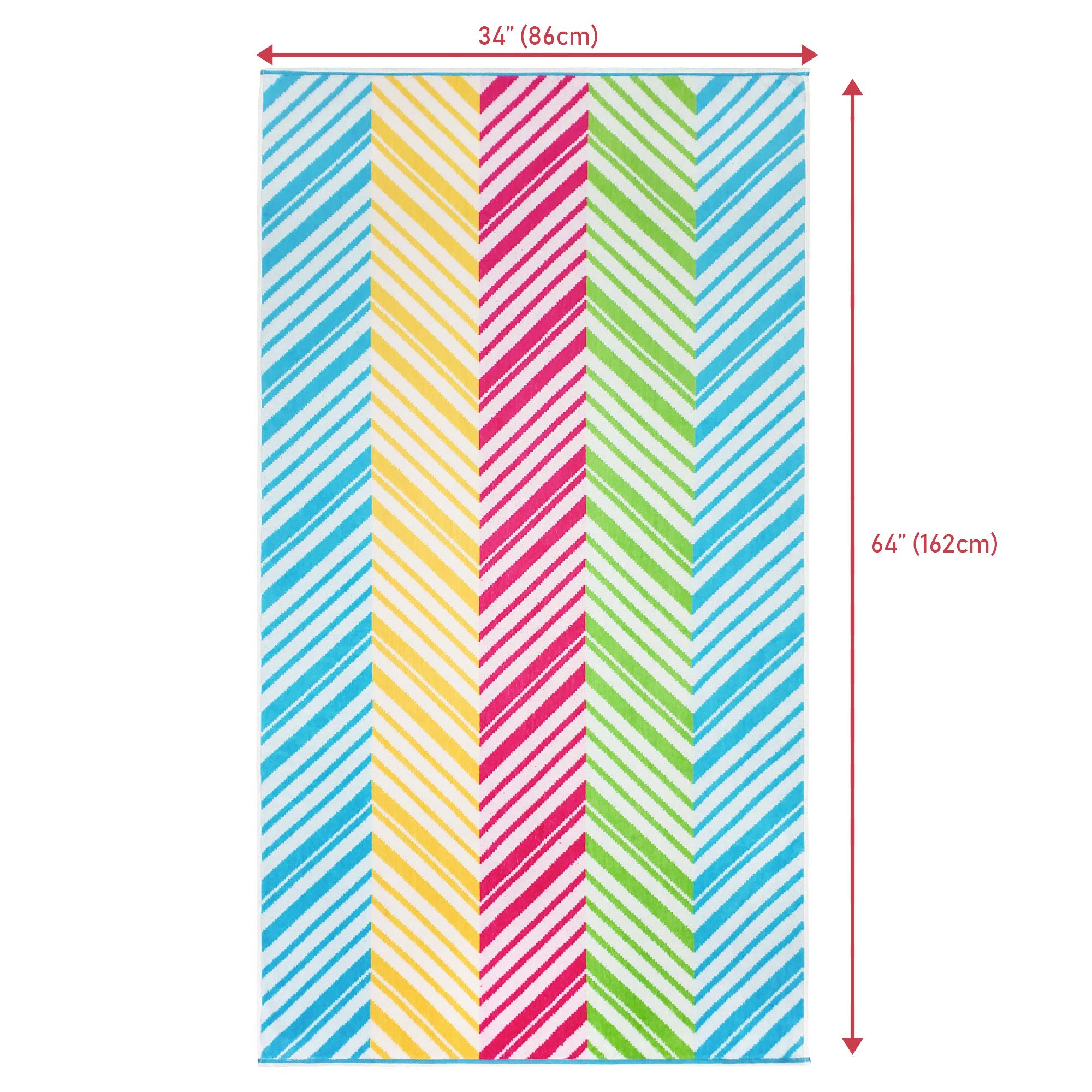 Reversible Premium Beach Towel - 34 X 64 Inches, Soft Velour & Absorbent Terry, Ombre Design, 460 GSM - View #11