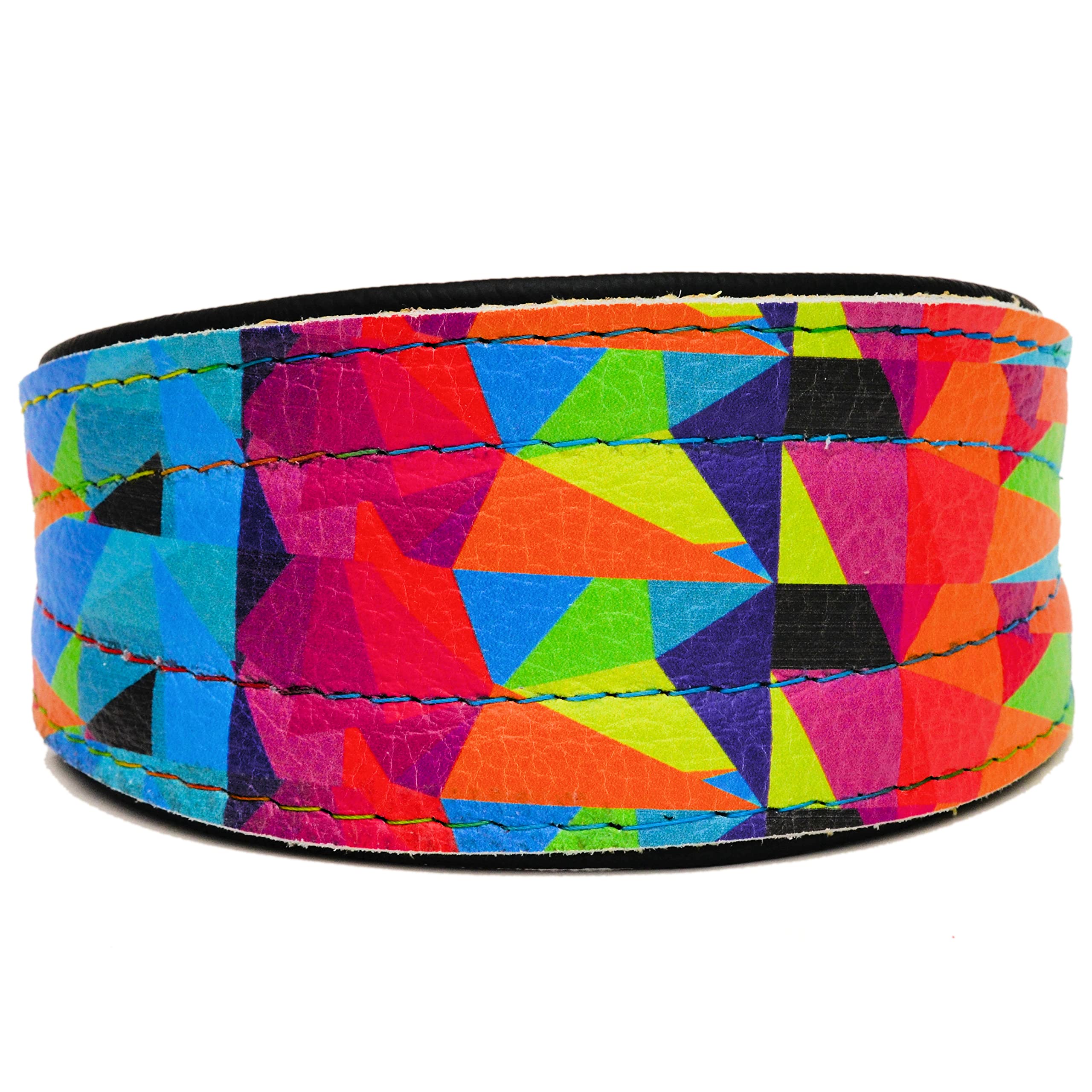 ZOOLESZCZ GREYHOUND LURCHER WHIPPET REAL LEATHER DOG PUPPY COLLAR MULTICOLORED (16'' long For Neck Sizes 12'' To 14'')