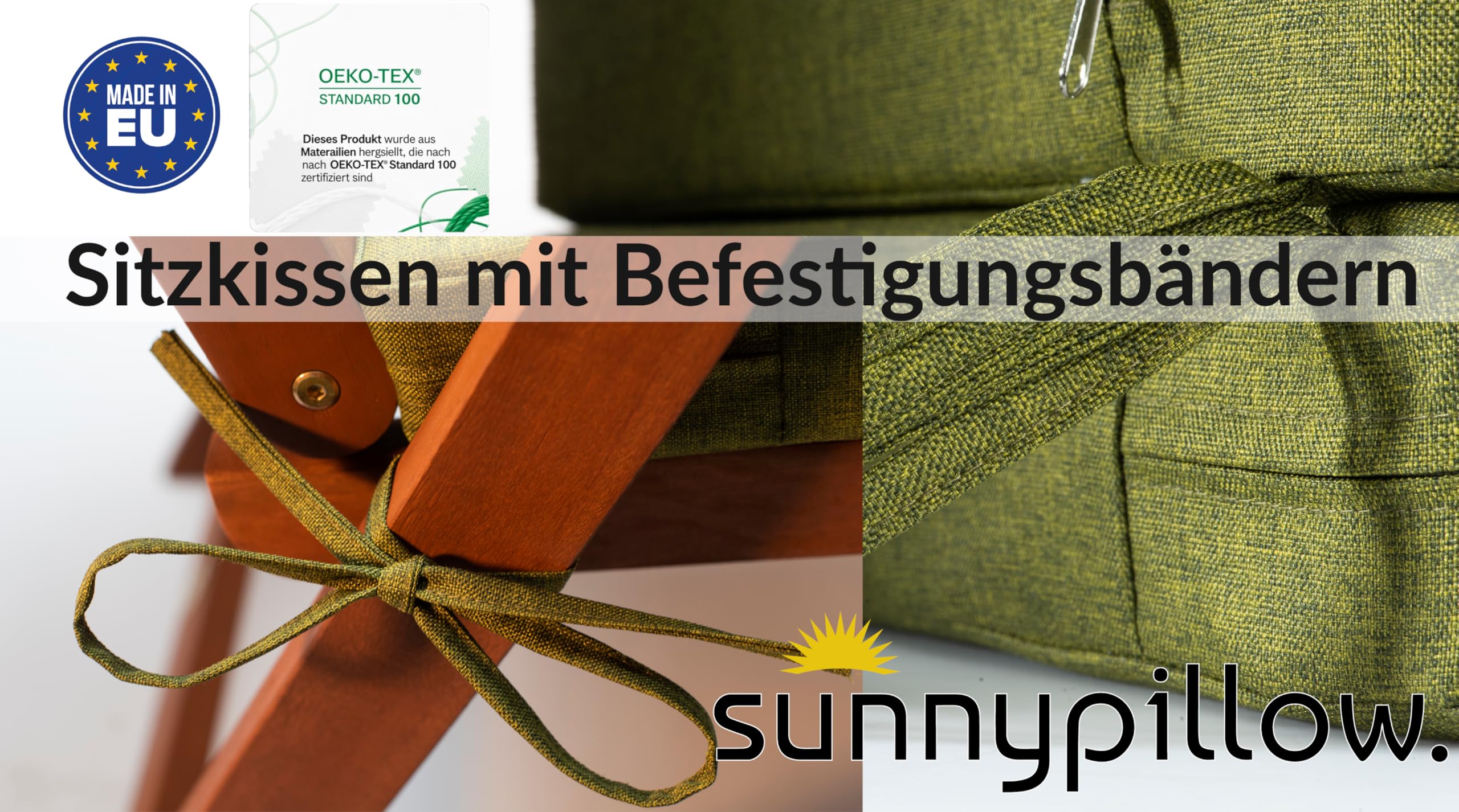 sunnypillow Lot de 2 Coussins de Chaise 50 x 50 x 7cm, Extérieur - imperméables résistants aux UV - Coussin d'assise pour bancs - Coussin de siège pour la Maison et Le Jardin - Vert