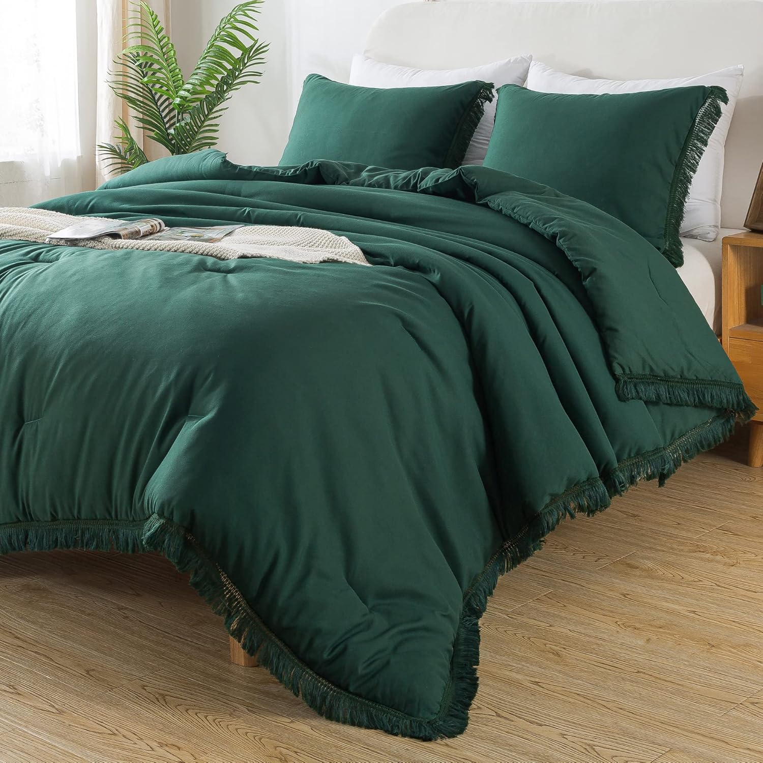 Andency Dark Emerald Green Comforter Set California King