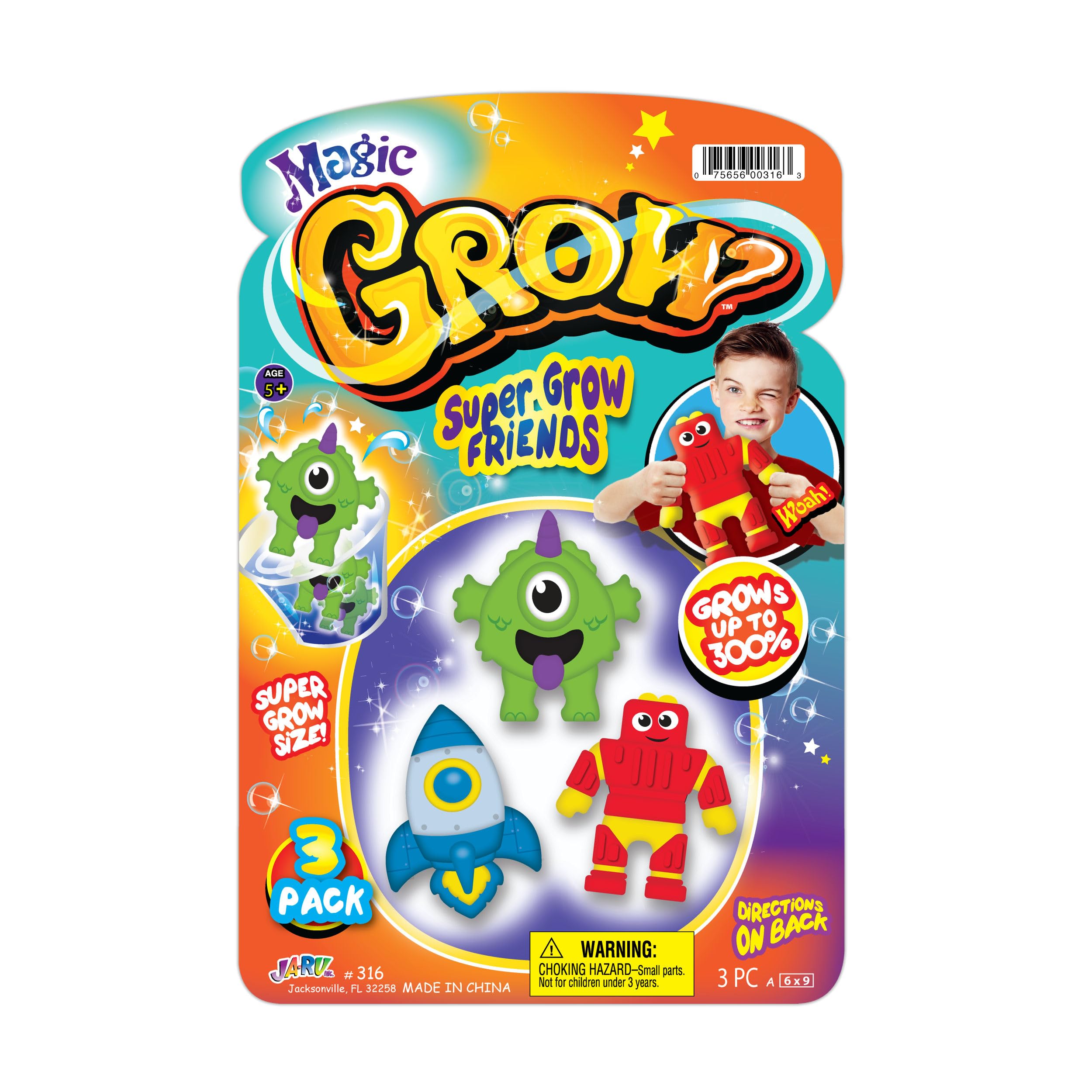 JA-RU Magic Grow Friends (1 Set of 3 Boys Styles) Unicorn, Mermaid & Fish Theme. Bulk Expanding Bath & Water Toys for Kids. Magic Growing Party & Goodie Bag Boys-316-1-s