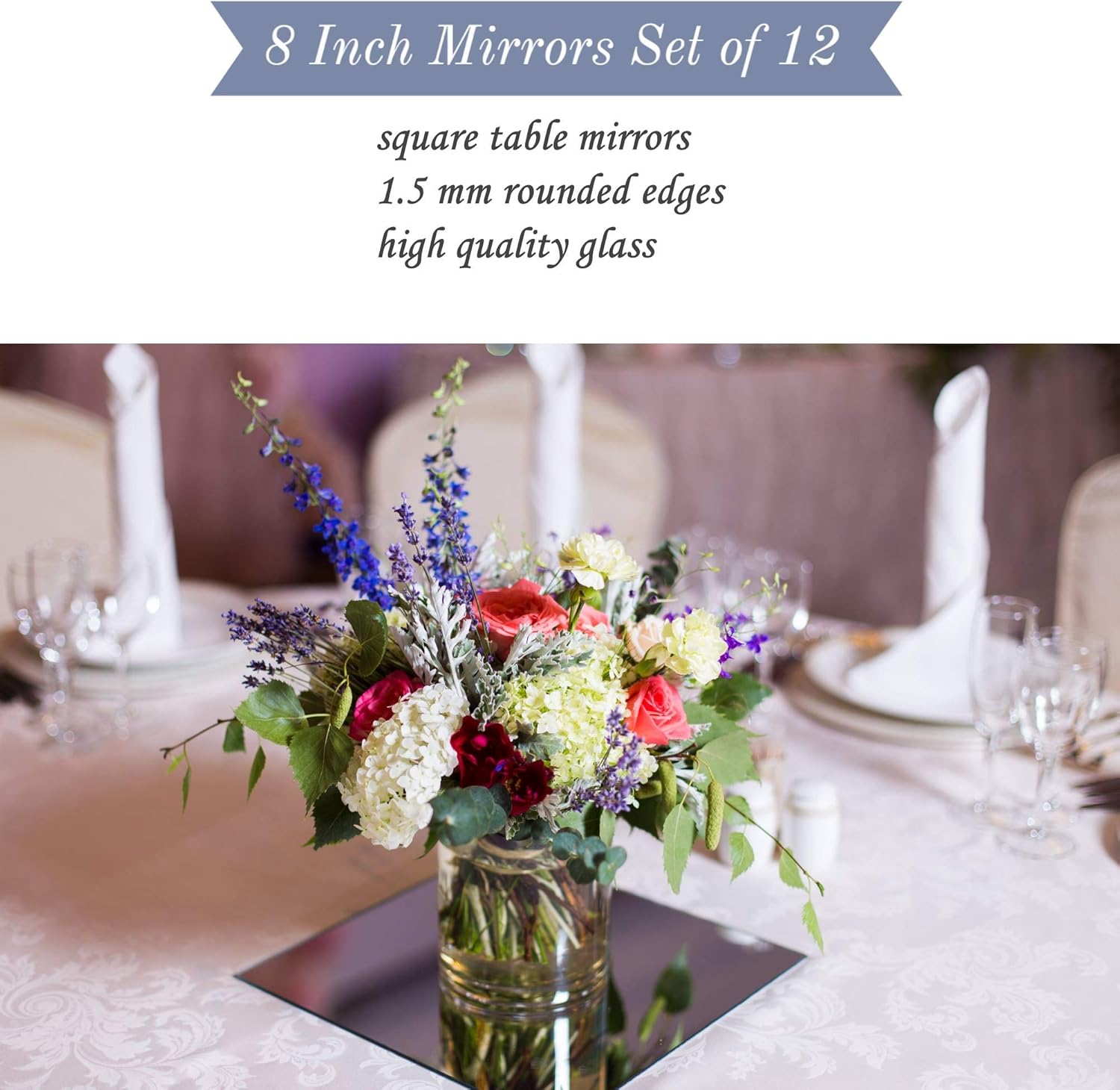 Buy Light In The Dark Square Mirror Plate Set Of 12 Square Mirrors Trays 8 Inch X 8 Inch 1 5 Mm Thick Perfect For Table Wedding Centerpieces Party Decor Crafts Online In Indonesia B07ppb2bj7