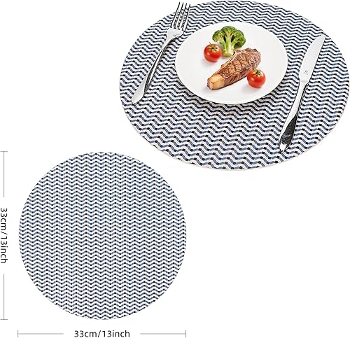Miniatura 7 de Manteles individuales redondos de piel sintética  Innovadoras manualidades en relieve con textura 3D, impermeables, resistentes al calor, manteles