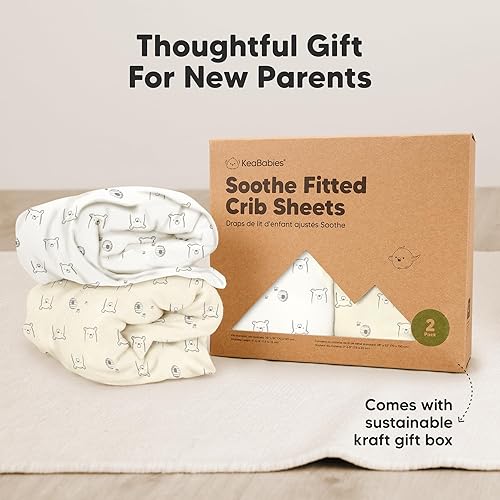 Vista 404 de KeaBabies - Juego de 2 sábanas orgánicas, unisex, suaves, 52 x 28 pulgadas, diseño neutro, de algodón jersey transpirable, con estampados adorables