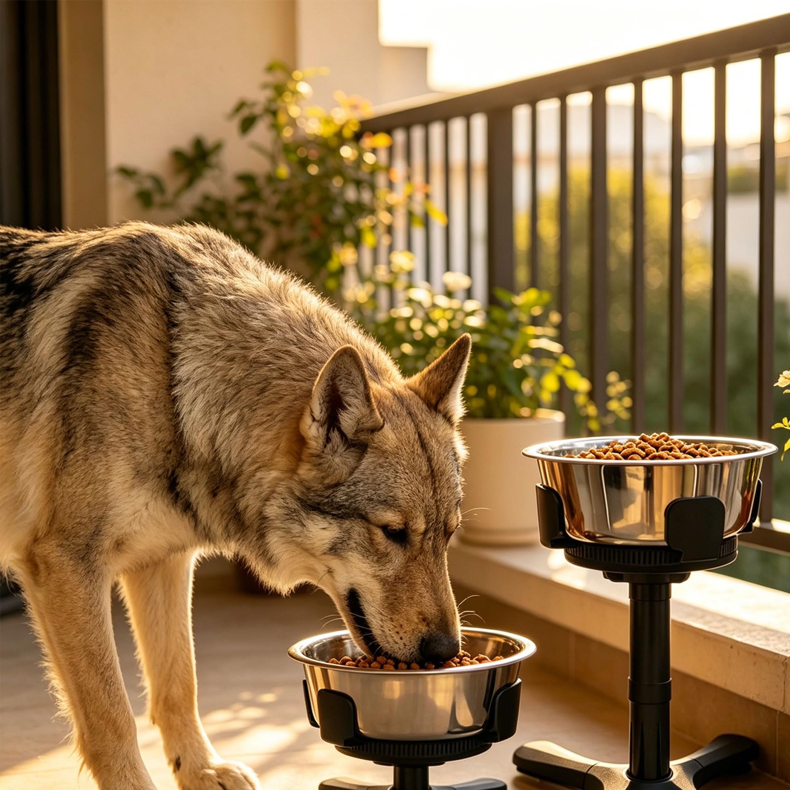 Soporte de platos estirados para mascotas, altura regulable, para comederos elevados, portátil, para perros, estación de alimentación telescópica higiénica, estación de alimentación para perros con