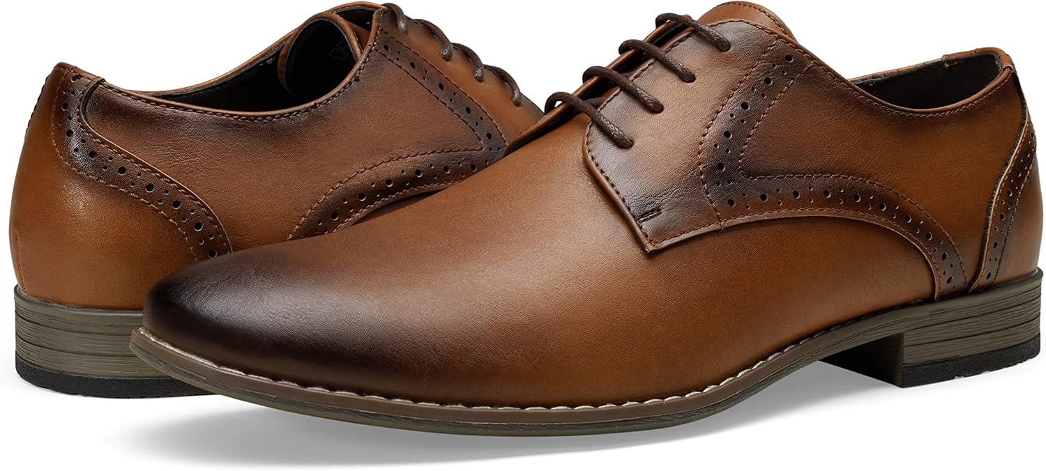 Jousen Men's Oxford Plain Toe Dress Shoes Classic Formal Derby Shoes - Image 7