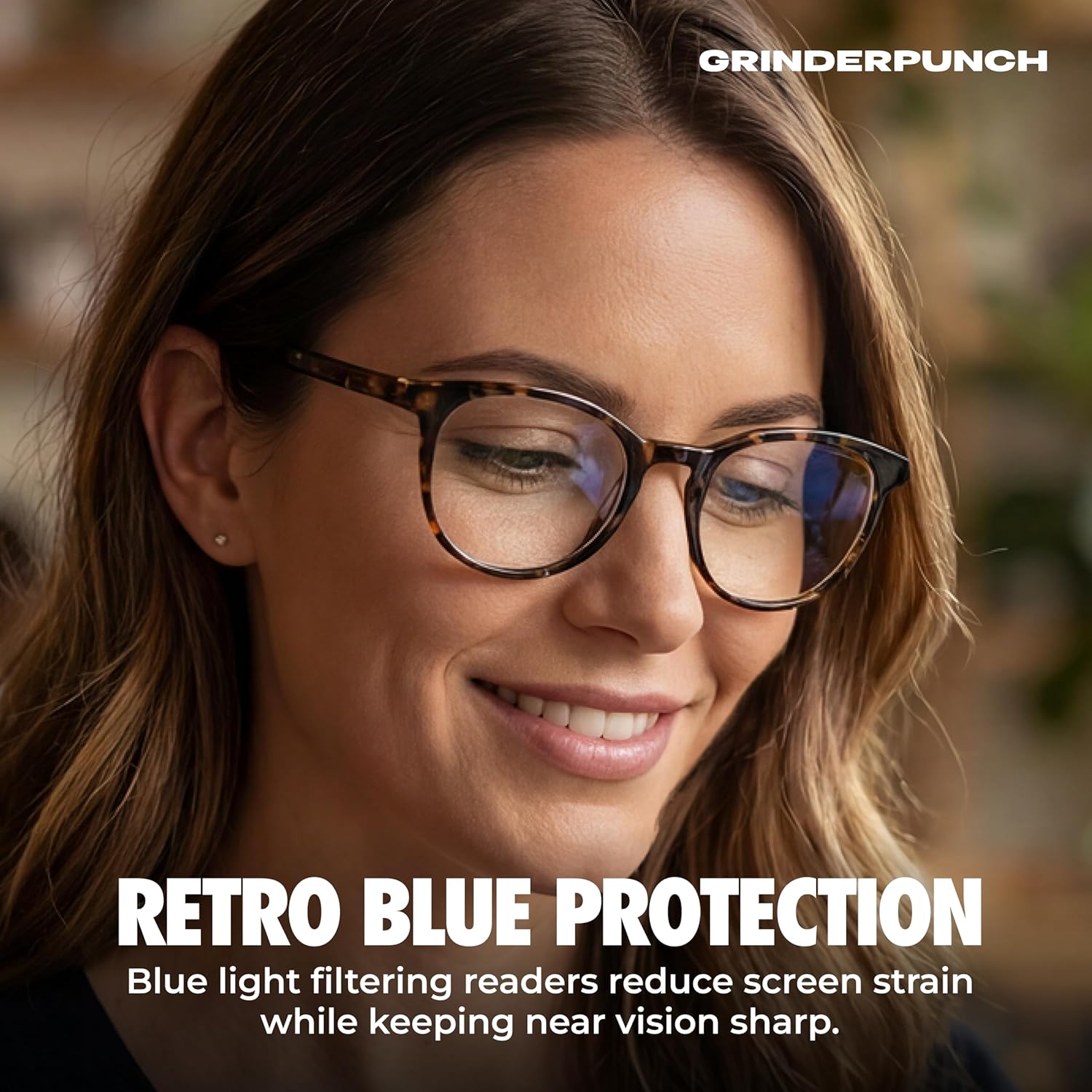grinderPUNCH Reading Glasses Men Women Fashion Computer Readers Stylish Blue Light Blocking Glasses Gaming Eyeglasses