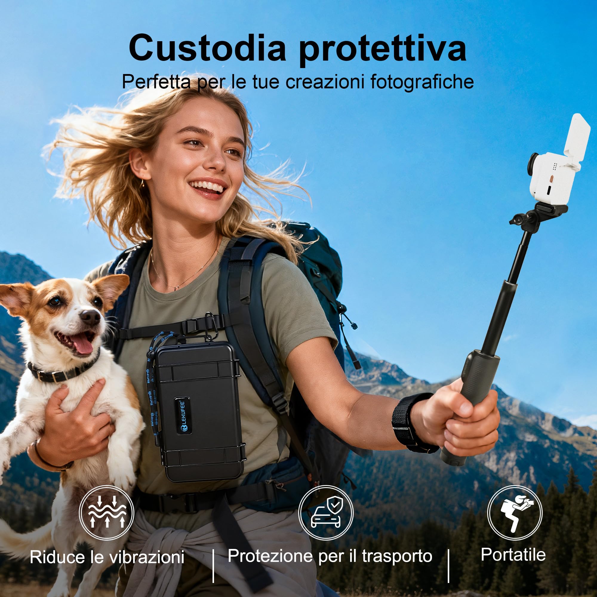 Lekufee Custodia rigida impermeabile da viaggio per Insta360 GO Ultra, pacchetto standard, creator bundle e altri accessori (solo custodia e borsa)