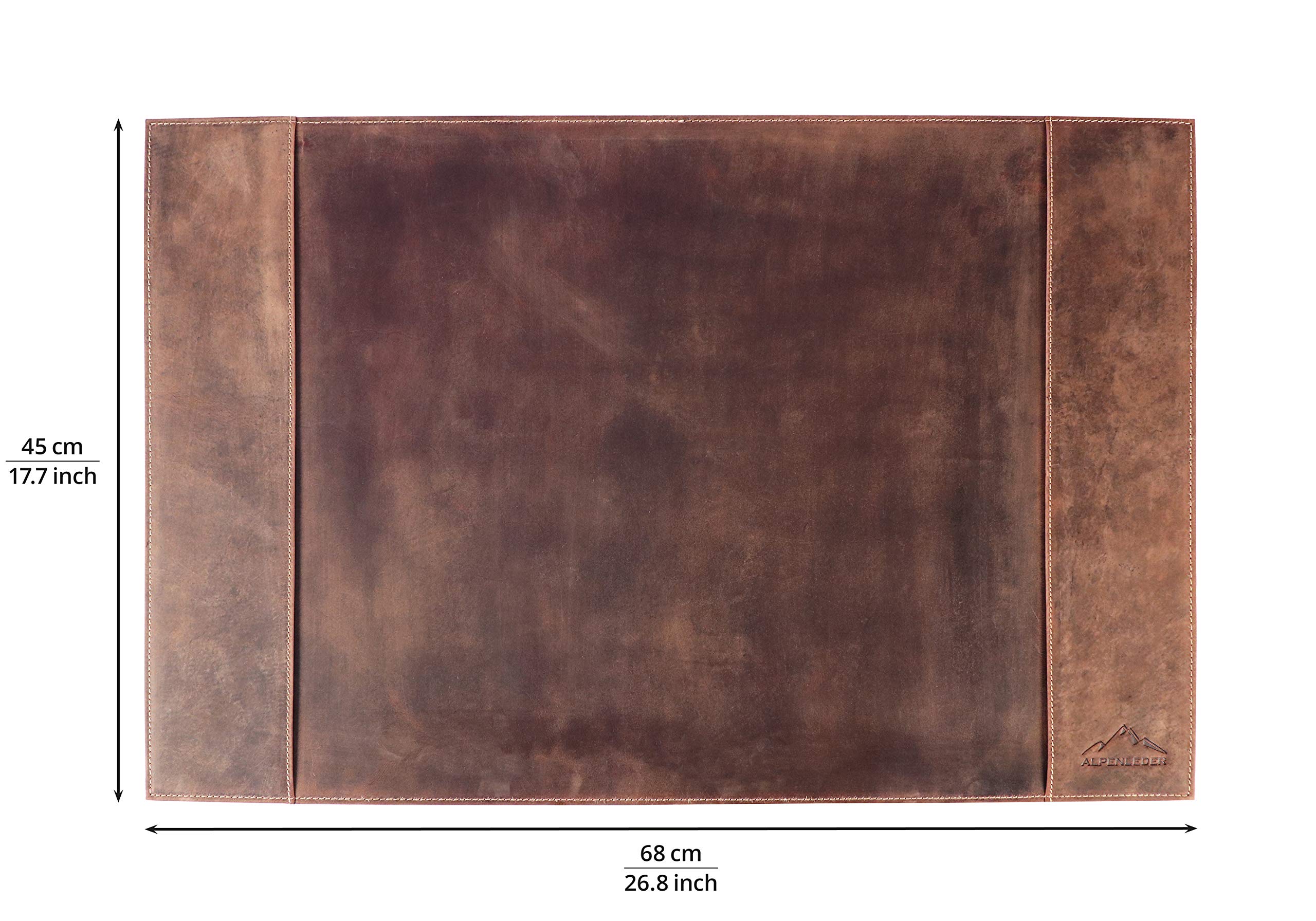 Alpenleder Schreibtischunterlage - TIROL (Handgefertigt) - Nachhaltiges Bio-Leder aus regionaler Landwirtschaft | Schreibtischunterlage leder, Dokumentenfach *Fair Produziert* (68x45cm, Old Havanna)