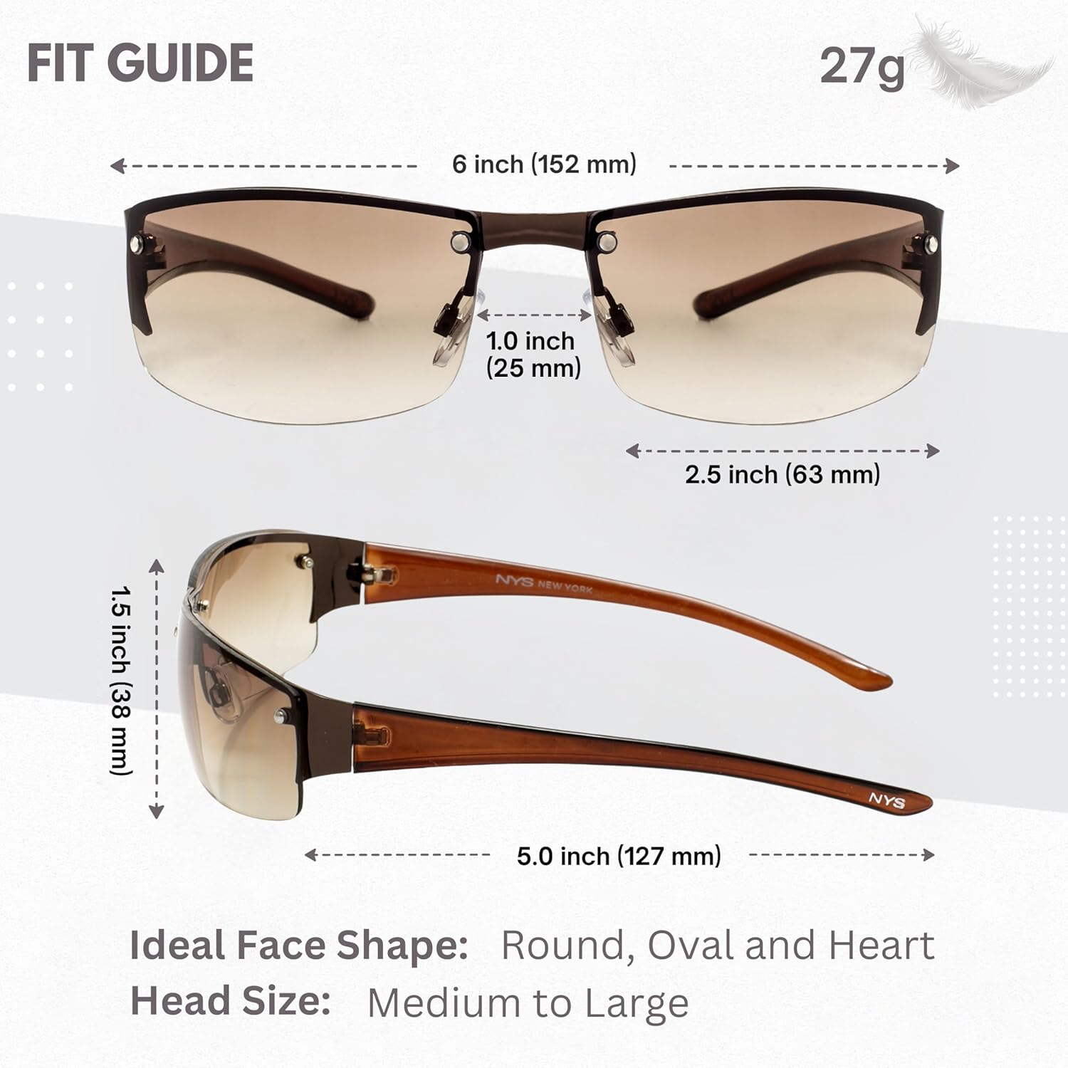 NYS Collection King Street Sport Sunglasses Women Men Lightweight Wrap Around 100% UV Protection