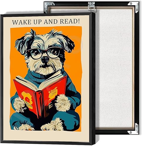 Miniatura 18 de Póster vintage de lectura de animales, arte de pared estético, arte de pared retro divertido e inspirador con citas inspiradoras para mascotas,