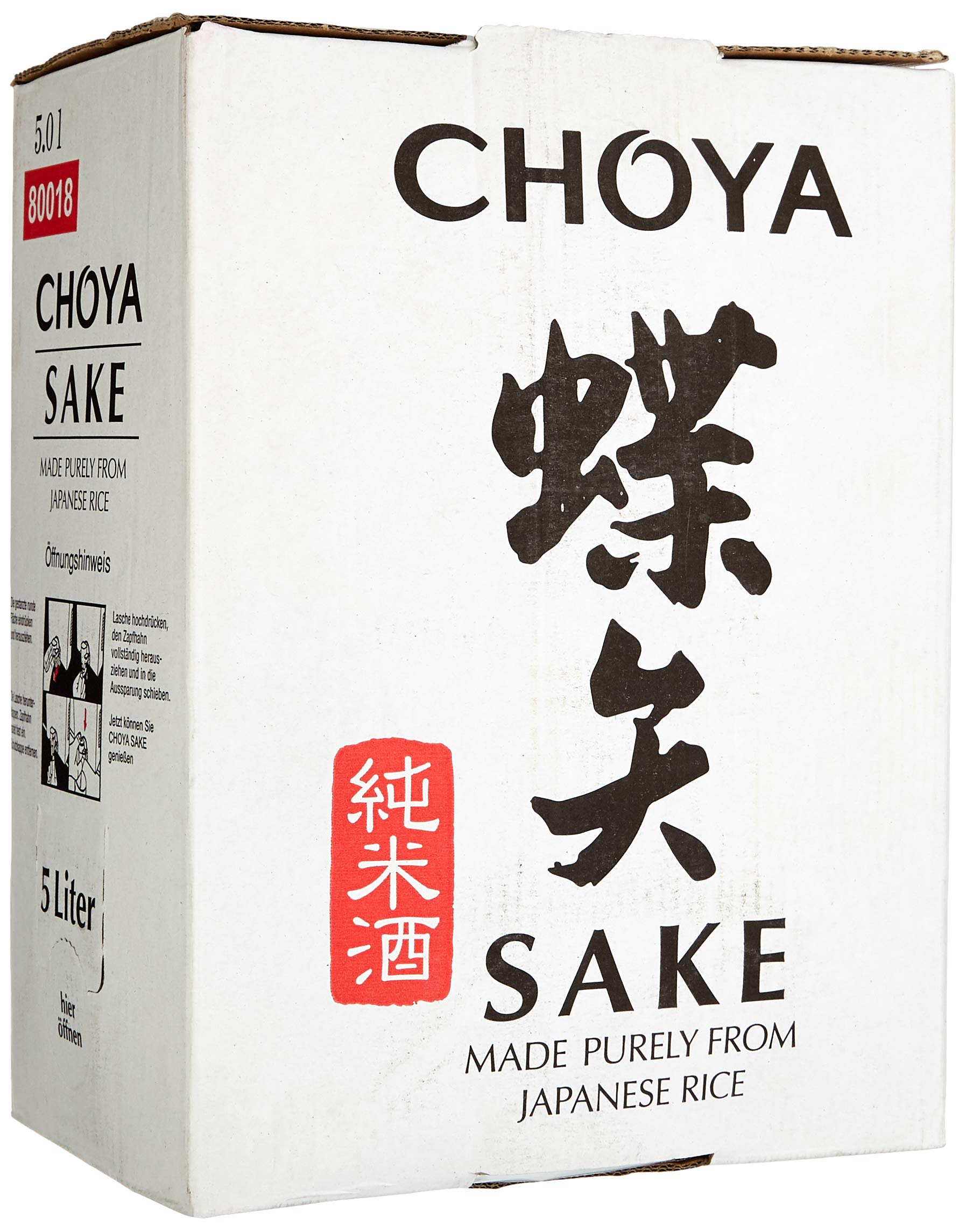 Choya Sake japanischer Reiswein (Alkoholhaltiges Getränk, Junmai Sake, aromatisch, 14,5% vol.) 1er Pack (1 x 5l)