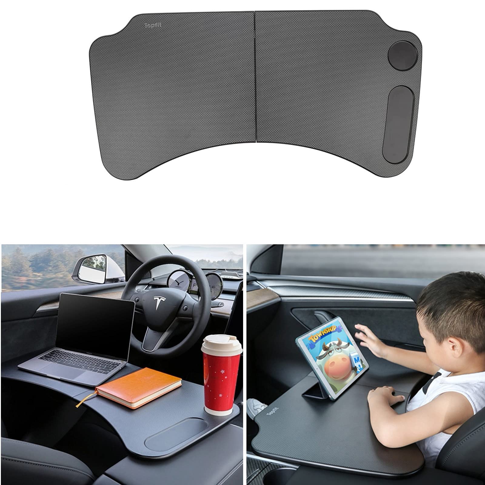 Buy Tesla Model 3 Model Y Foldable Laptop Working Desk Eating Table Tray Accessories (Carbon
