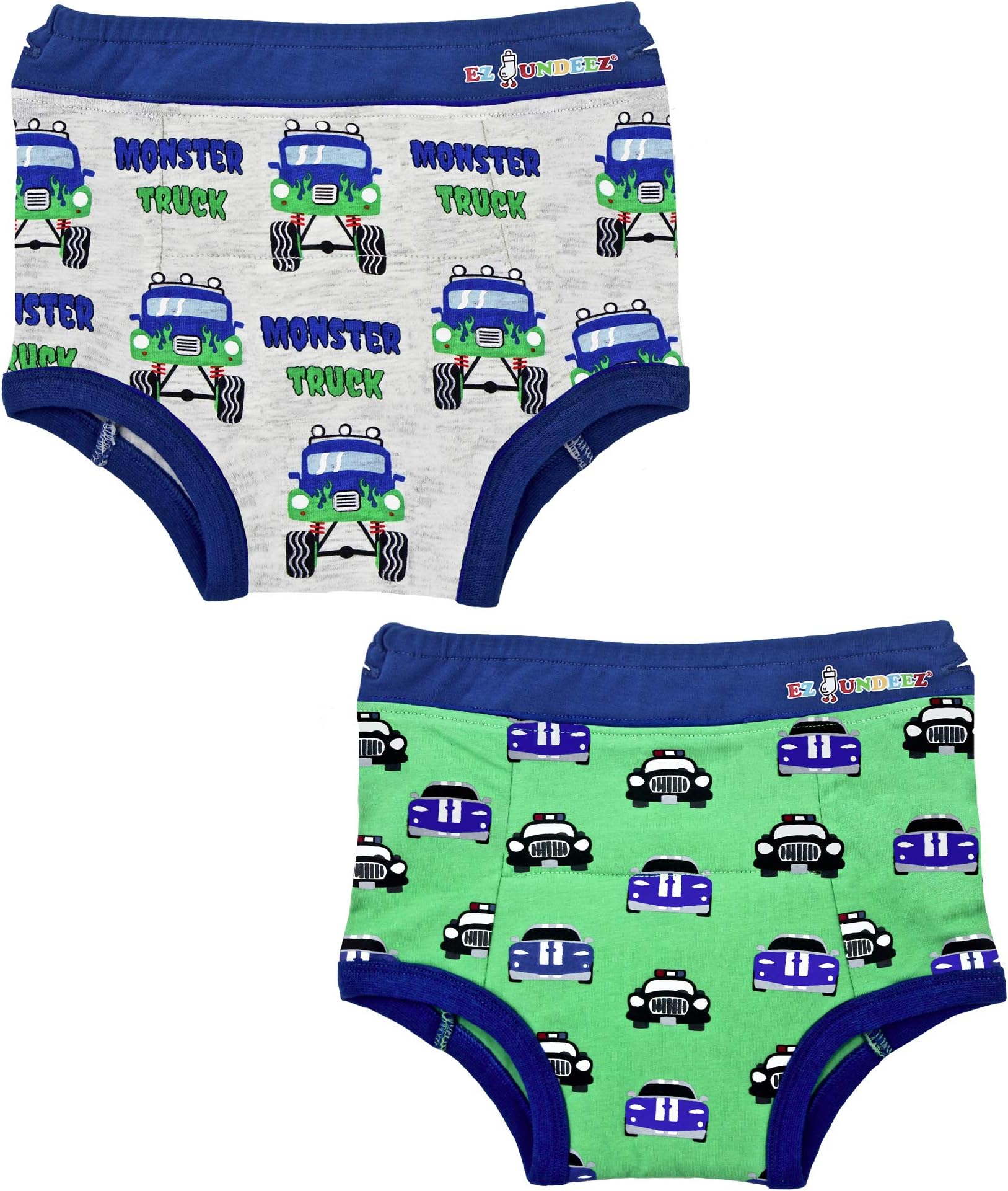 Ez Undeez Toddler Boys Underwear, Padded Potty Training Briefs, Easy Pull Ups, Monster Trucks-cars, 4T