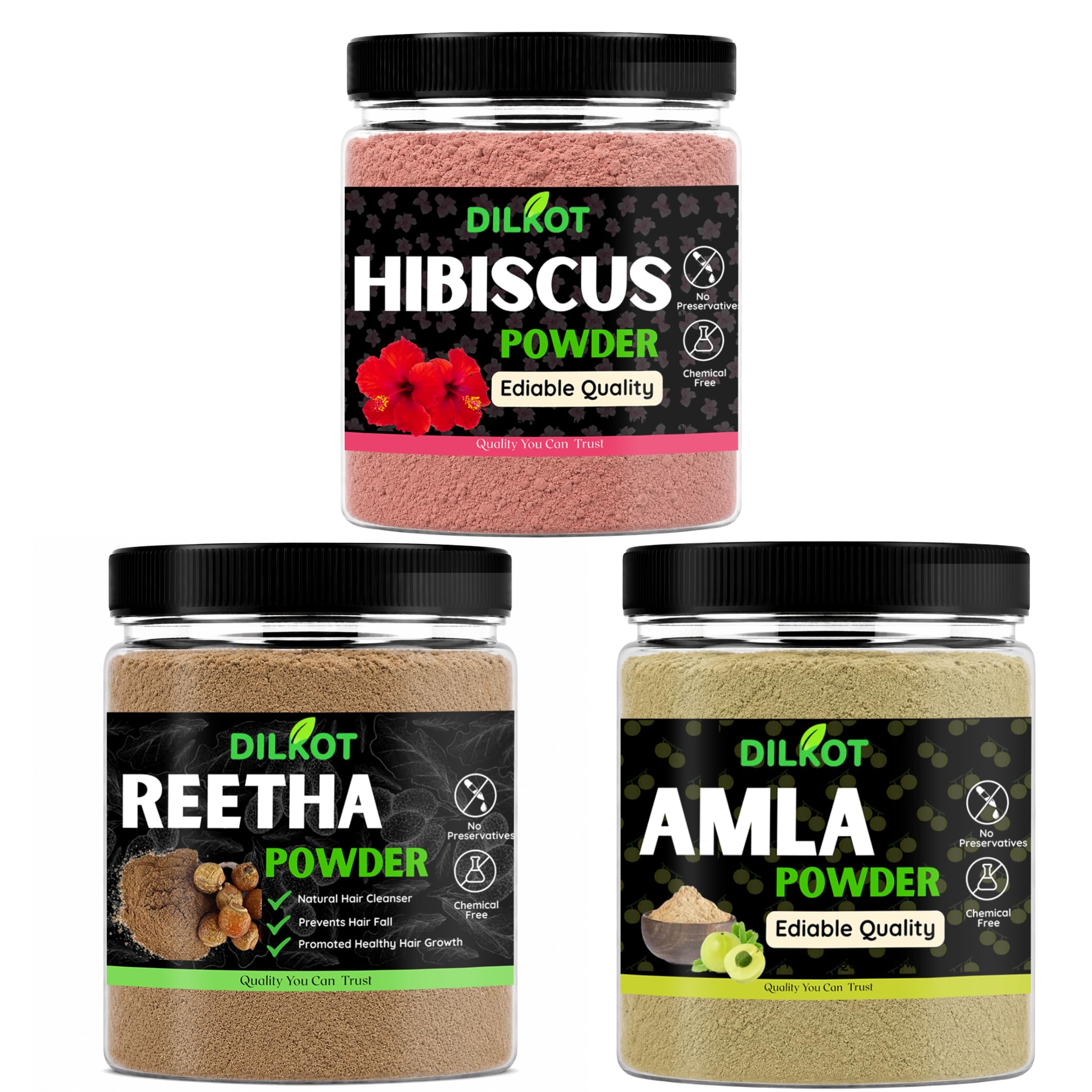 Hibiscus Powder Reetha Amla 300G | Hair Growth Treatment | Ayurvedic Hair Care Combo For Strong Scalp Lustrous Hair | Combo Pack (100G each)-image-15