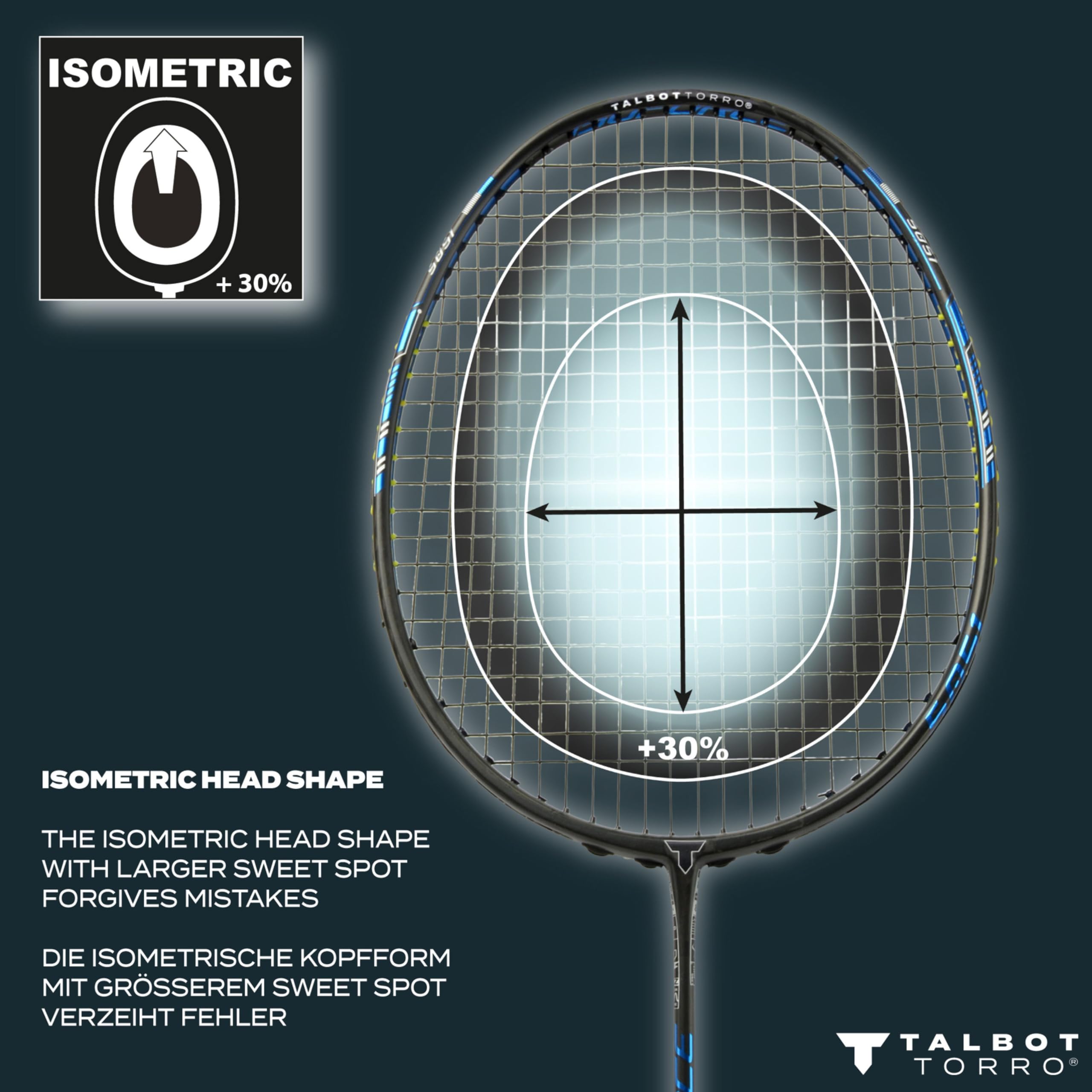 Talbot Torro Badmintonschläger Isoforce 411, 100% Graphit, One Piece, Verschiedene Designs wählbar