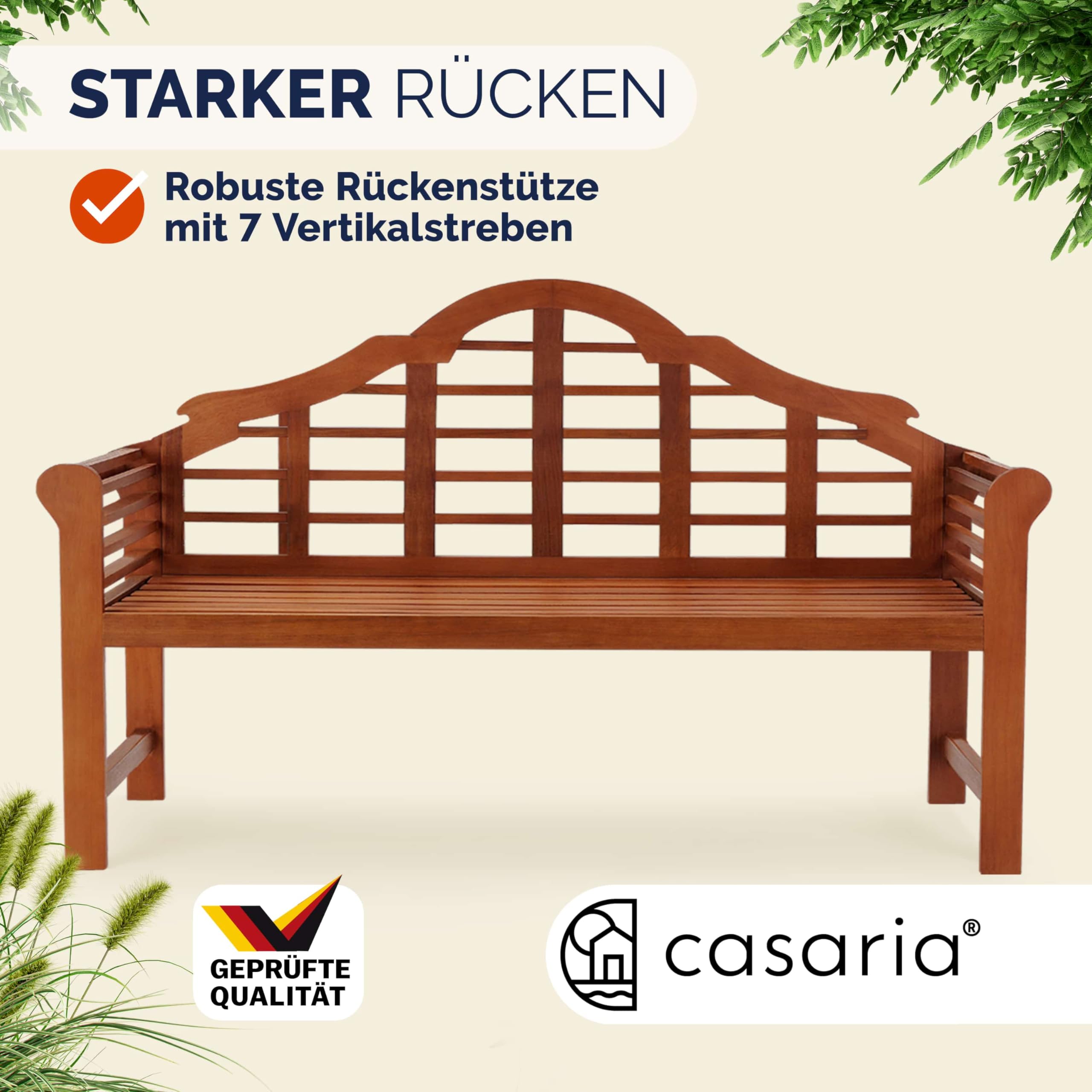 Casaria® Gartenbank Wetterfest Holz FSC®-Zertifiziert 240kg Belastbar 2-Sitzer Armlehne Rückenlehne 135x56cm Garten Balkon Holzbank Eukalyptus Braun