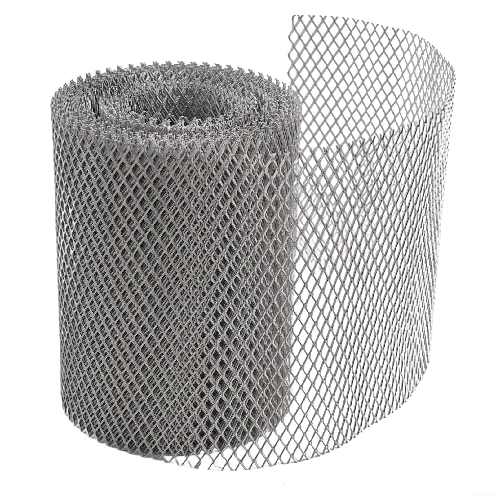 Dachrinnenschutz, Netz-Aluminium-Sichtabdeckung mit Haken, DIY für Laubschutz für Regenrinnen, dickes Netz-Fallrohrfilter, grau (150 x 6,1)