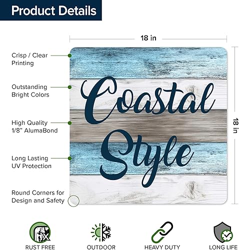 Miniatura 1114 de My Sign Center - Letrero personalizado, 11 colores de fuente, 13 estilos de fuente, 4 opciones de agujero, 22 tamaños, 8 x 32 pulgadas, sin óxido,