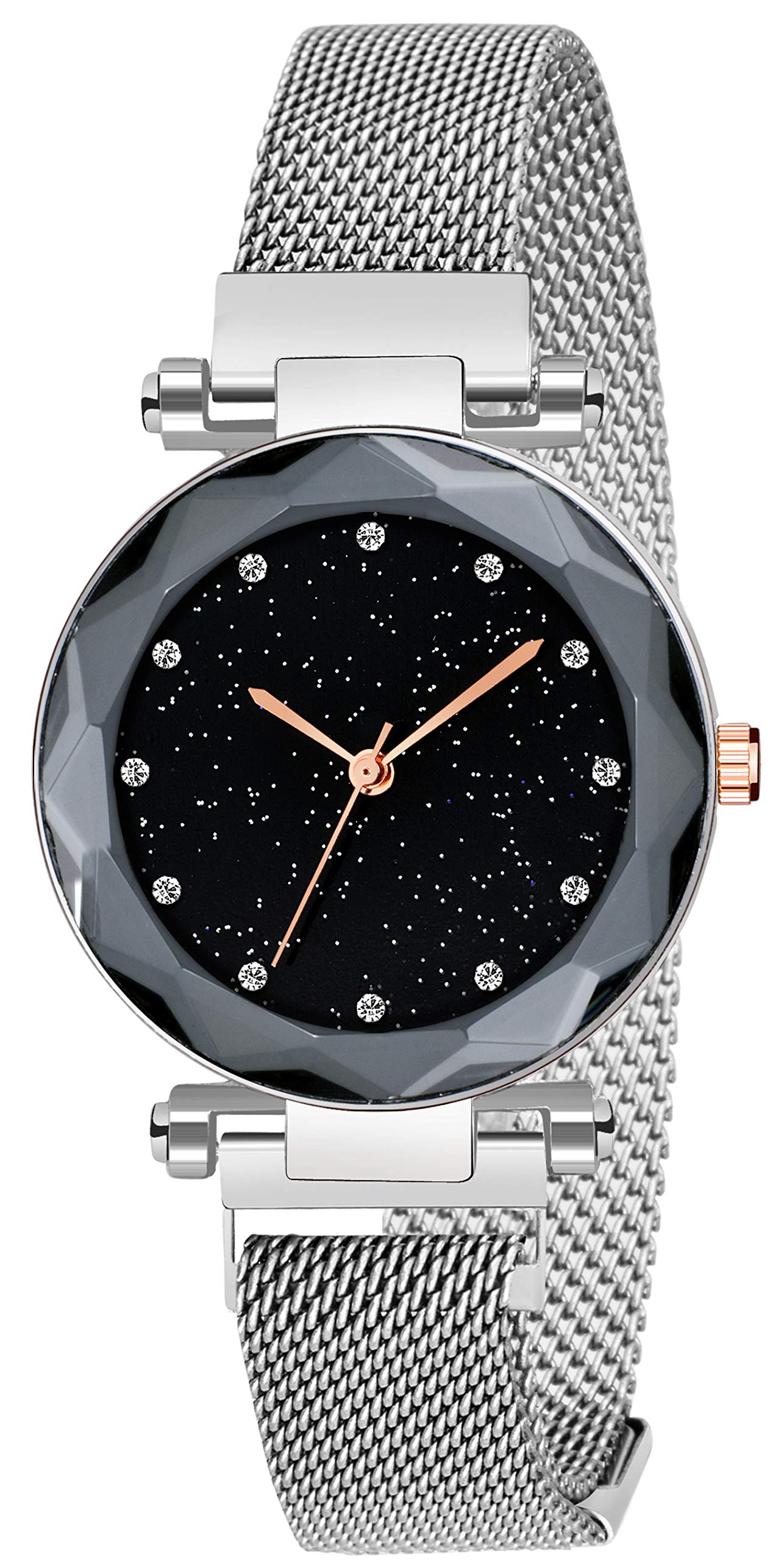 Acnos® Premium Silver Color 12 Point Diamond with Trending Magnetic Analogue Metal Strap Watch for Girls and Womens Pack of - 1(DM-220) (B08966NZGD) Amazon Price History, Amazon Price Tracker