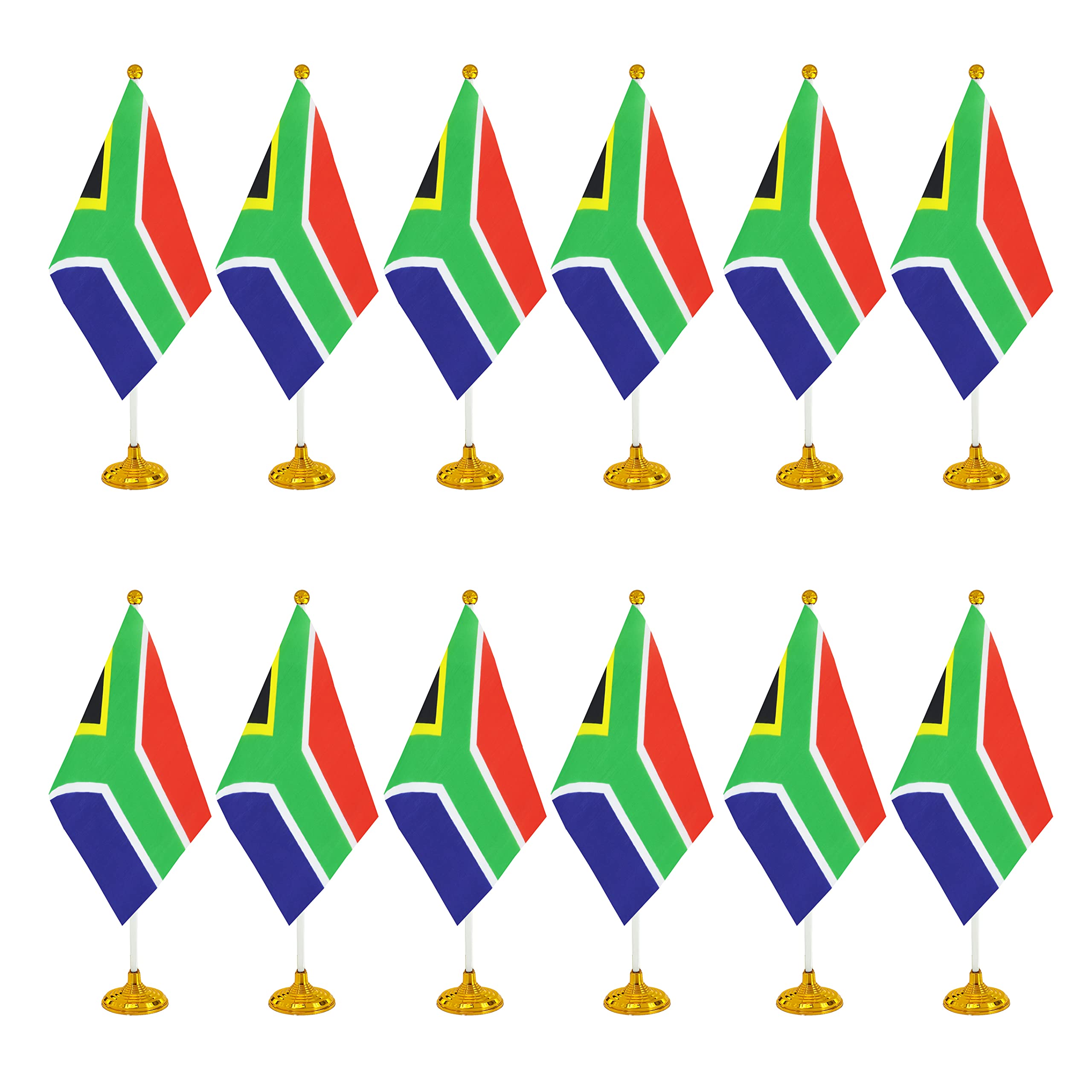 WXTWK 12 Pack South Africa Flag South African Desk Flag Small Mini South African Table Flags With Stand Base,Home Office Festival Events Celebration Decorations