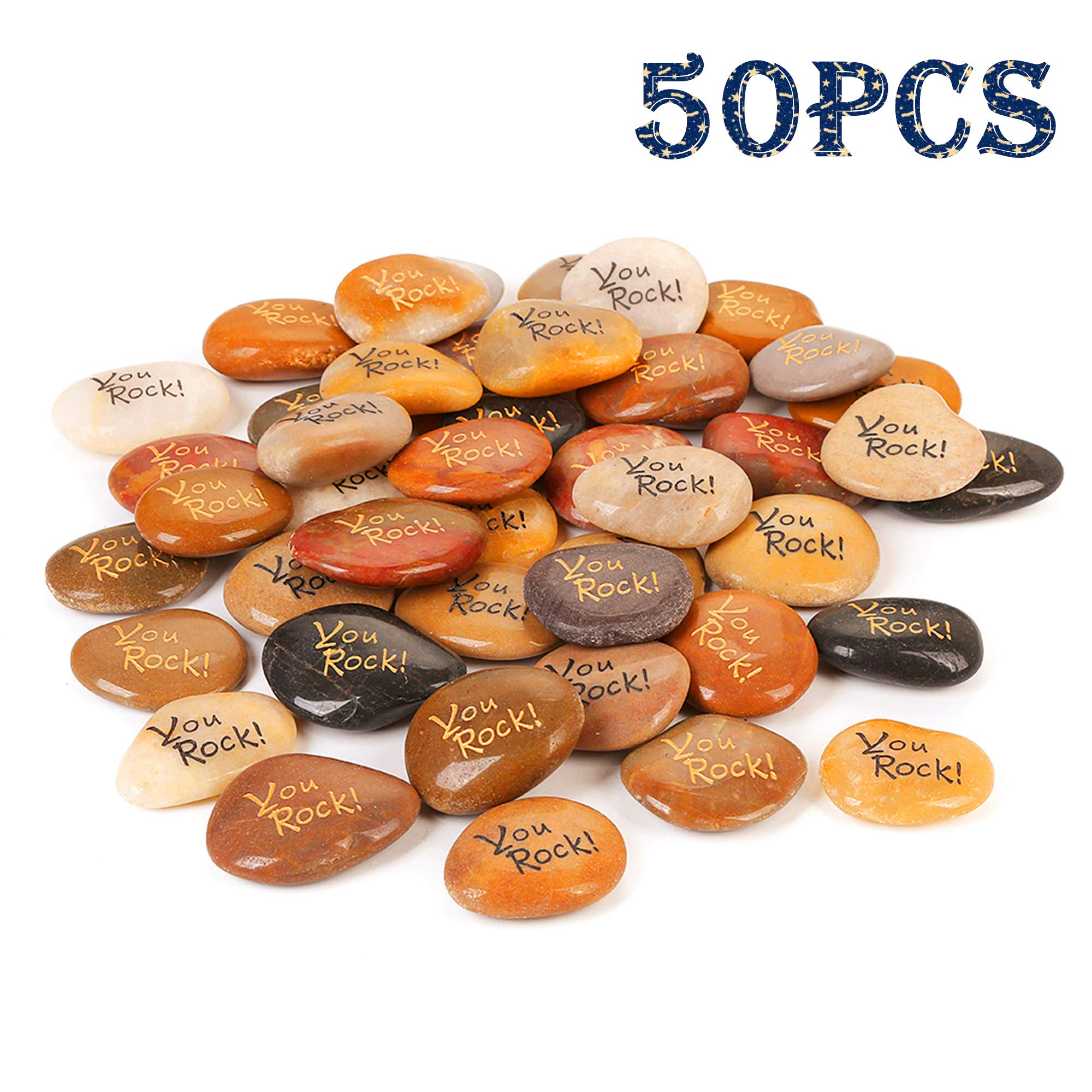 50PCS You Rock! RockImpact You Rock Gifts You are amazing Engraved Inspirational Rocks Faith Stones Novelty Gifts Appreciation Gratitude Rocks Healing Thank You Stones Wholesale Bulk You Rock, 2