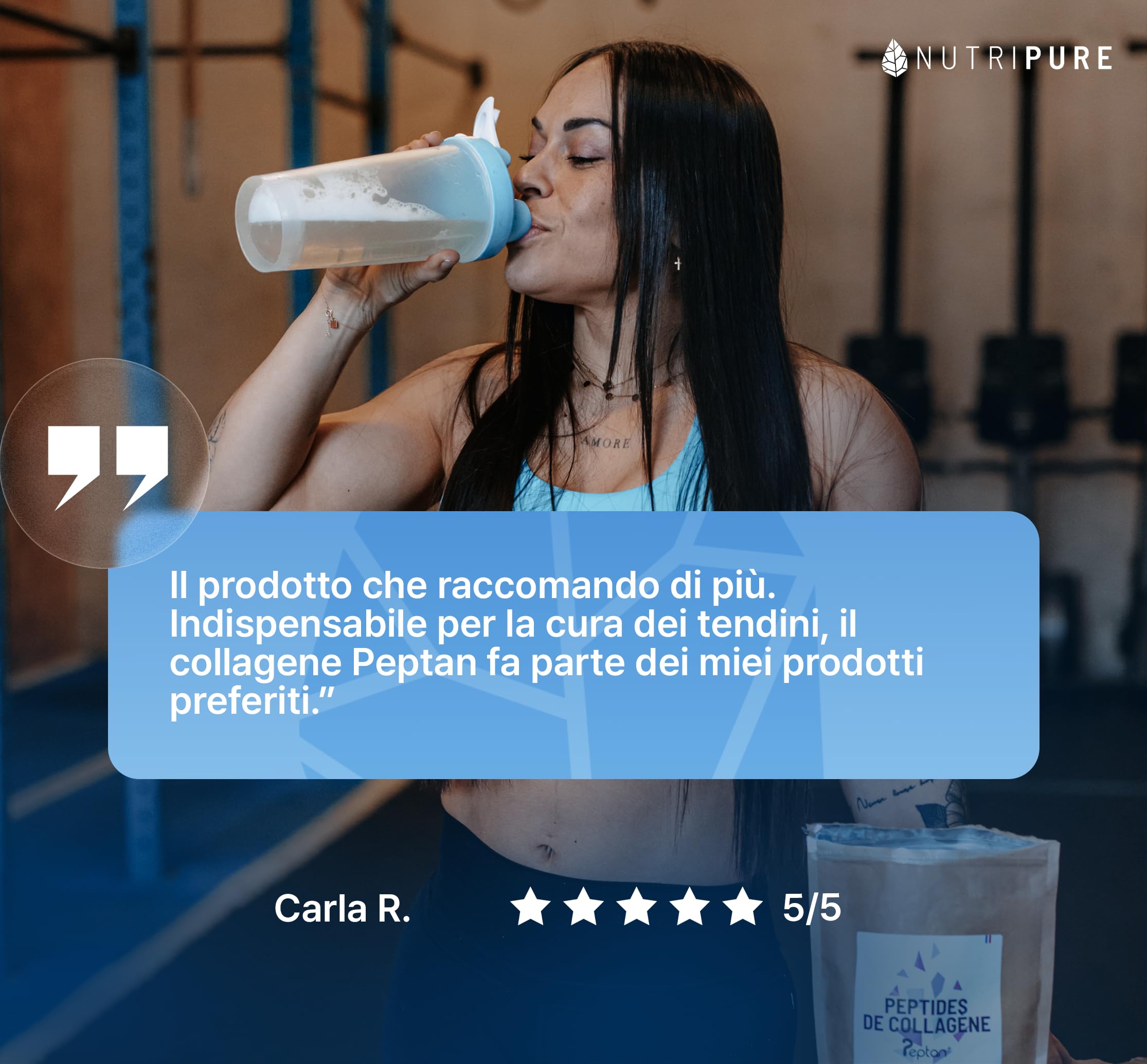 Peptidi del collagene Peptan | Aminoacidi, Tipo 1 e Tipo 3| Protegge ossa e articolazioni | Gusto Neutro | Barattolo da 1,2 kg | 4 mesi | Fatto in Francia