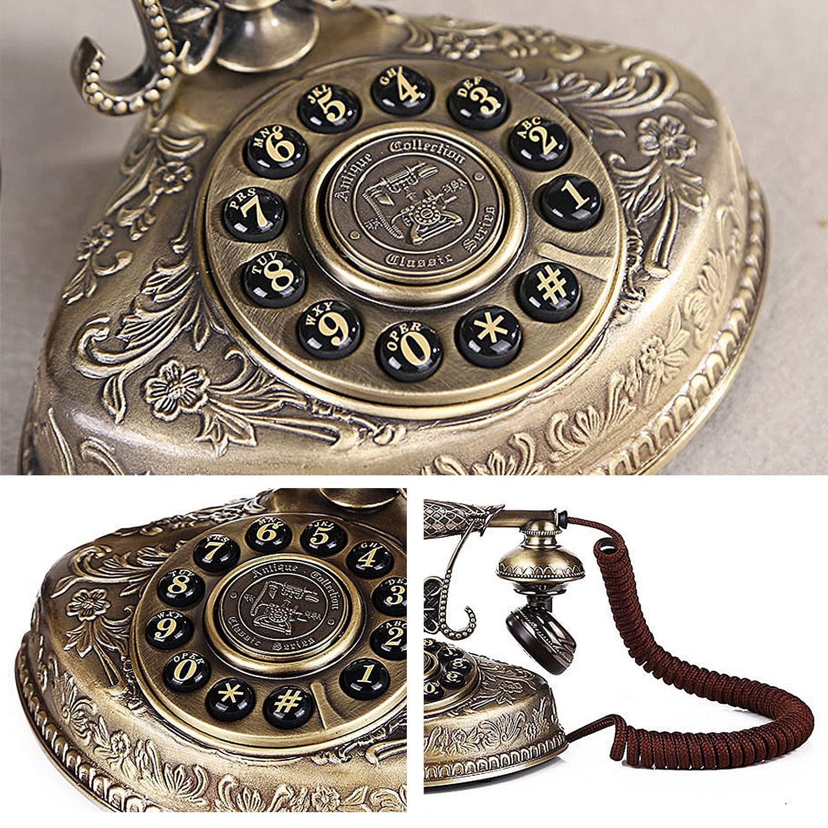 Telefon przewodowy, styl europejski, zabytkowy, stary telefon do sprzętu stacjonarnego w biurze domowym, stacjonarny stylu retro ，Telefon w stylu vintage