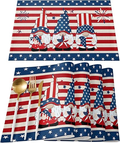 Vista 251 de Juego de 6 manteles individuales rojos para el día de San Valentín, diseño de corazón de San Valentín, resistentes al calor, lavables, manteles