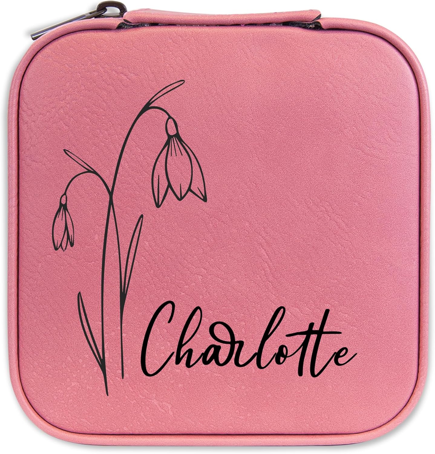 Custom Jewelry Box for January Birth Month - A Personalized Box for Her - Customized Birth Month Flower Jewlry Box - Travel Jewlery Box