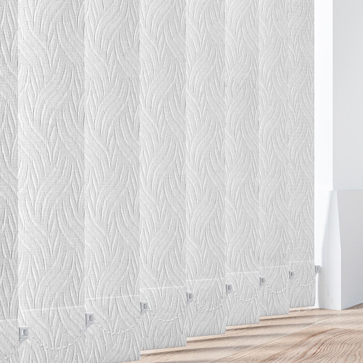 Winzow Marina White Made To Measure Vertical Blinds Slats - Fabric 89Mm(3.5") Wide Louvres - Replacement Slats For Windows & Conservatory Blinds With Weights And Chains - Colour Options (Marina White)