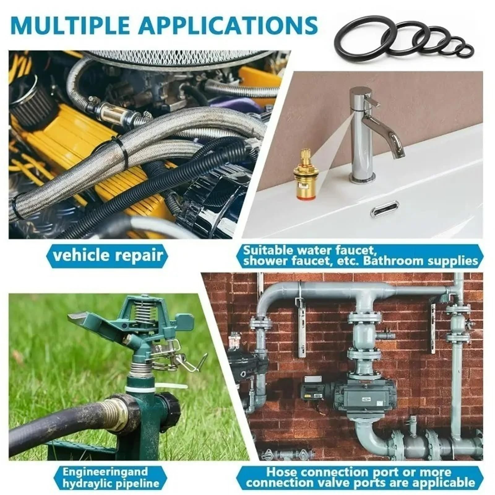 Junta del motor de la motocicleta Juntas tóricas, bandas elásticas, juntas de goma, anillos sellado para aire acondicionado, kits arandelas para reparación fontanería(Green-3Box(810pcs))