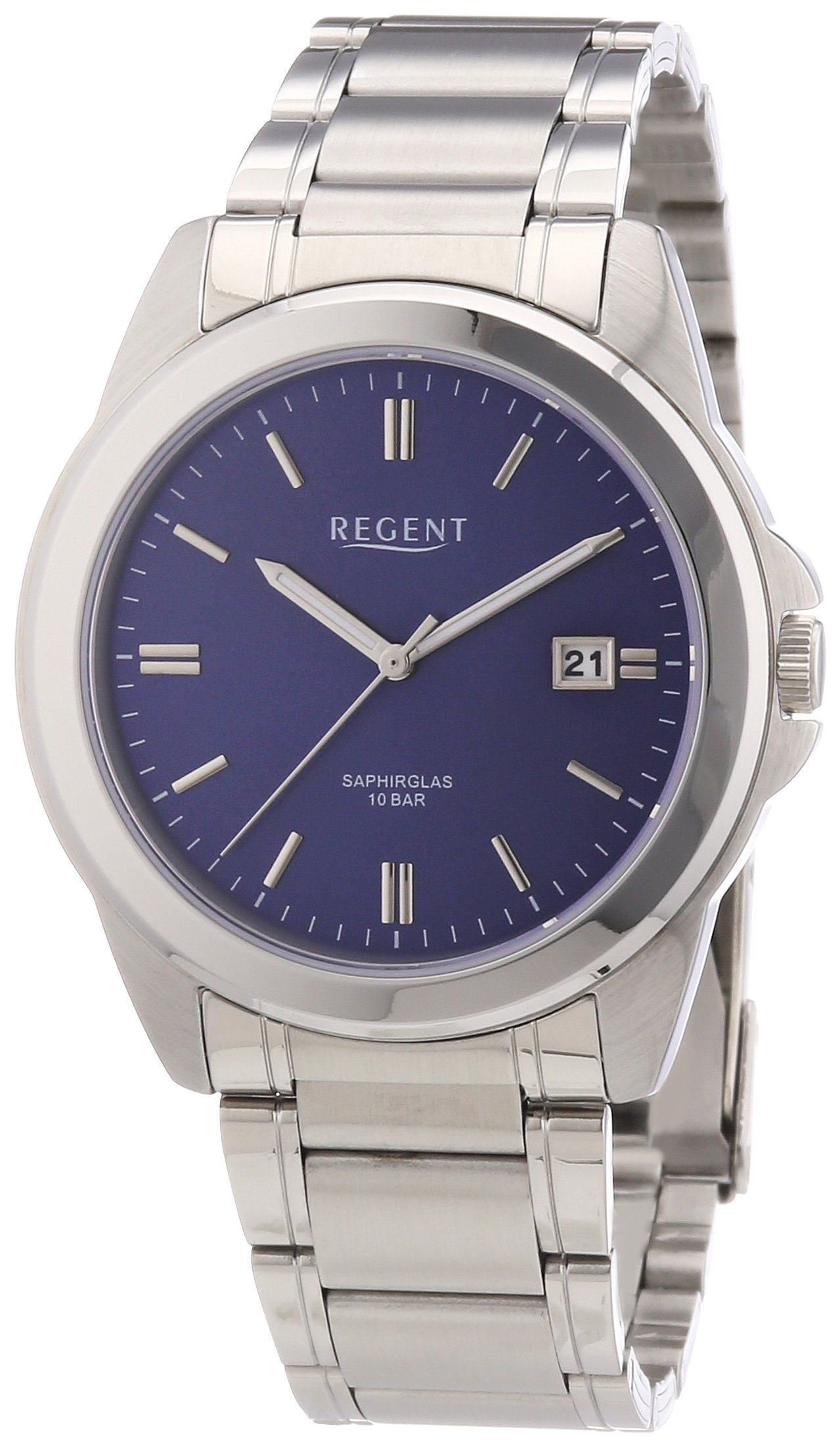 Regent Herren-Armbanduhr XL Analog Quarz Edelstahl 11150545