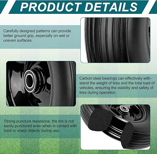 Miniatura 3 de Cenipar Llantas de repuesto de neumáticos de 10 pulgadas de alta resistencia, sin planos, 4.103.50-4 con orificio de eje de 58 pulgadas, cubo de