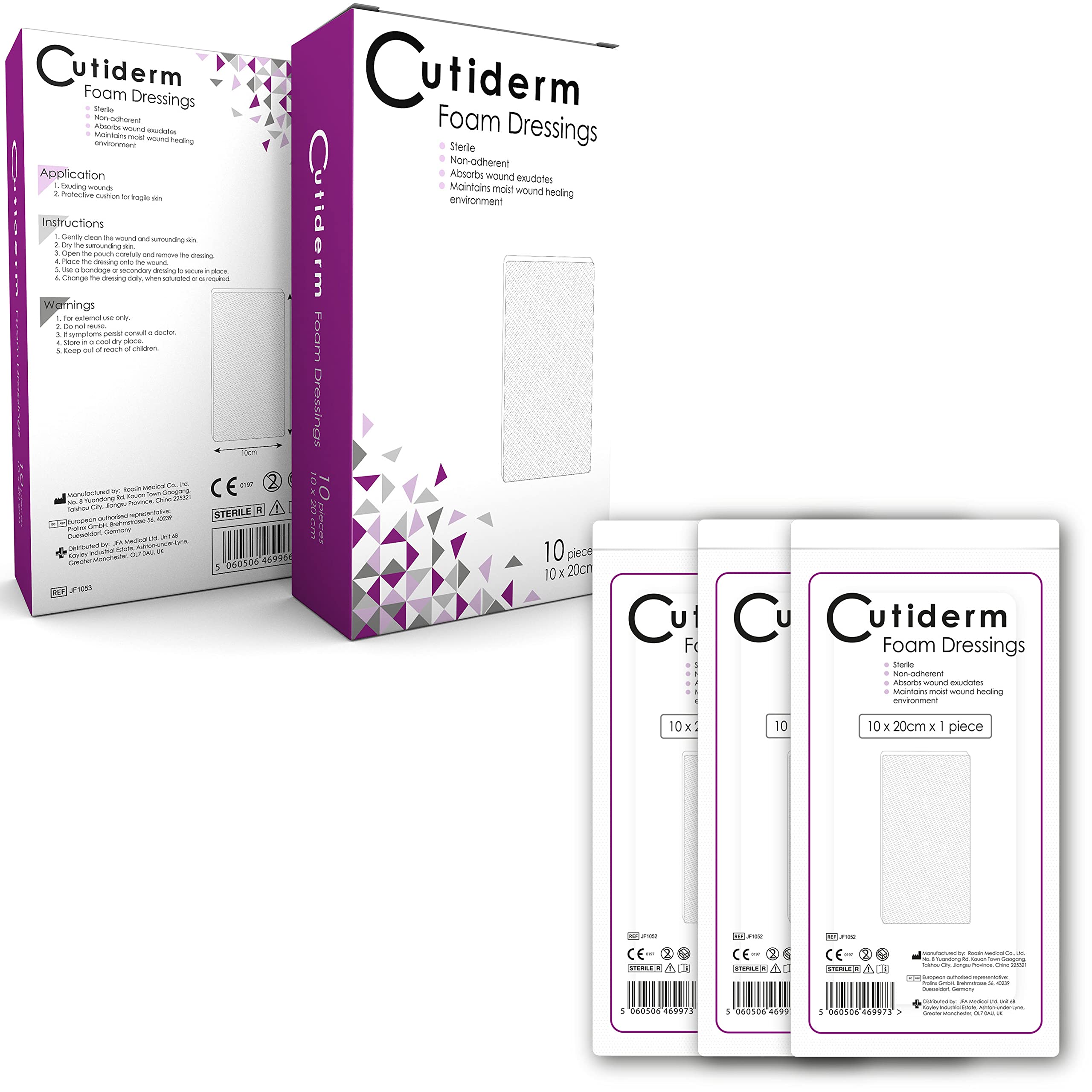 Cutiderm Foam Non-Adhesive Sterile Wound Dressing 10cm x 20cm - Pack of 10 Dressings
