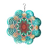 FONMY Stainless Steel Wind Spinner-3D Indoor Outdoor Garden Decoration Crafts Ornaments 6Inch Multi Color Mandala Flower Wind Spinners 6 inch Mandala Blue Flower 6