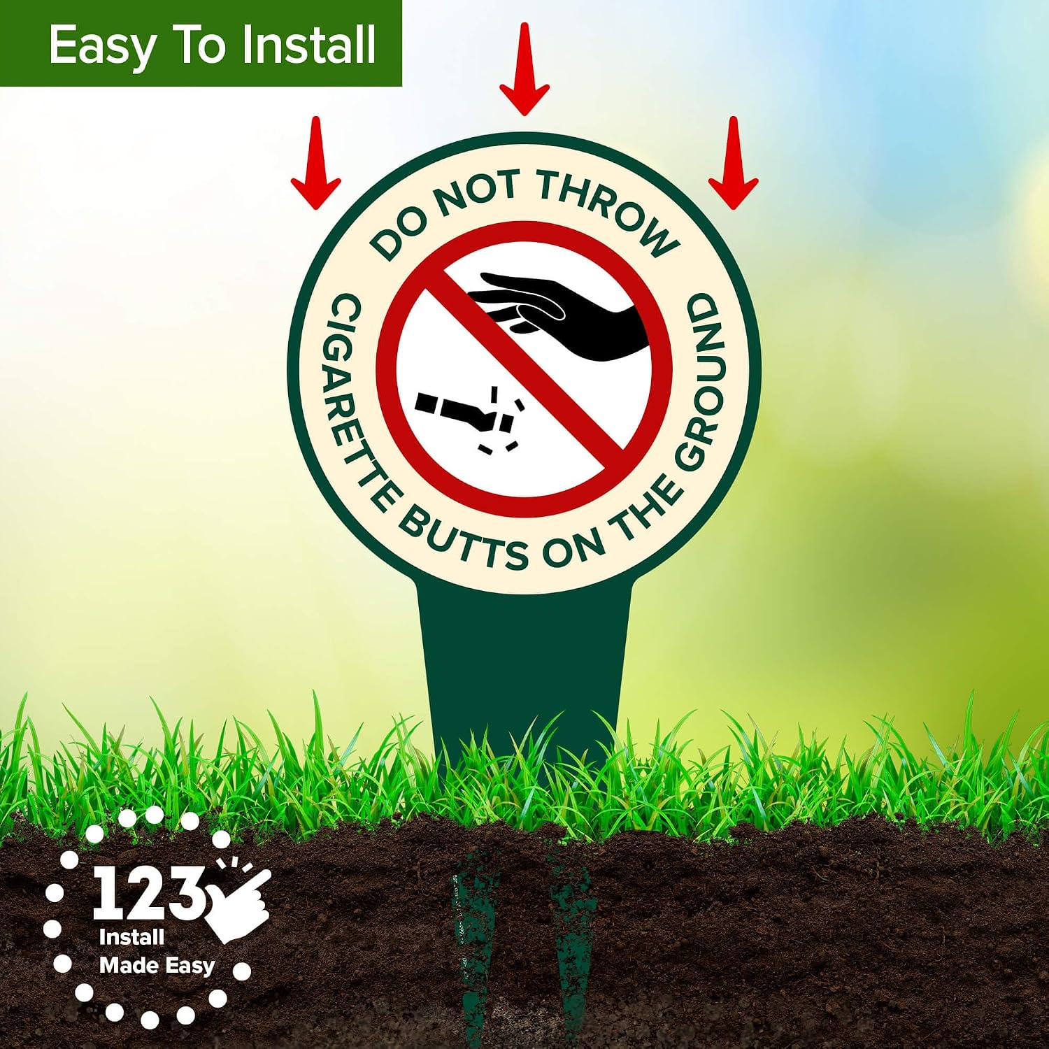 Do Not Throw Cigarette Butts on the Ground Sign, 11"x21", Heavy Duty Integrated Ground Stakes, Indoor/Outdoor Use, Rust Free Aluminum Composite, Made in USA by My Sign center