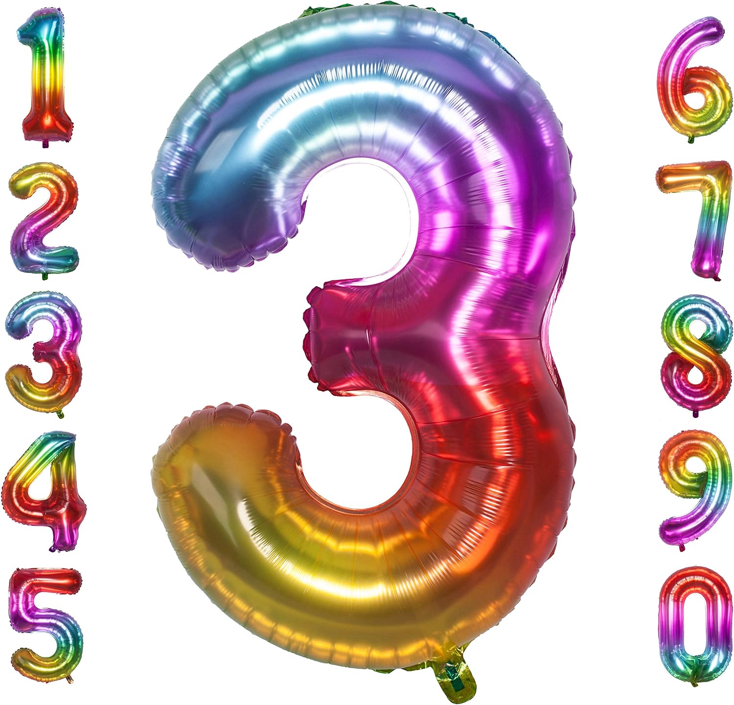 40 Inch Jelly Large Number Balloons Mylar Foil Big Number 3 Giant Helium Balloon Birthday Party Decoration
