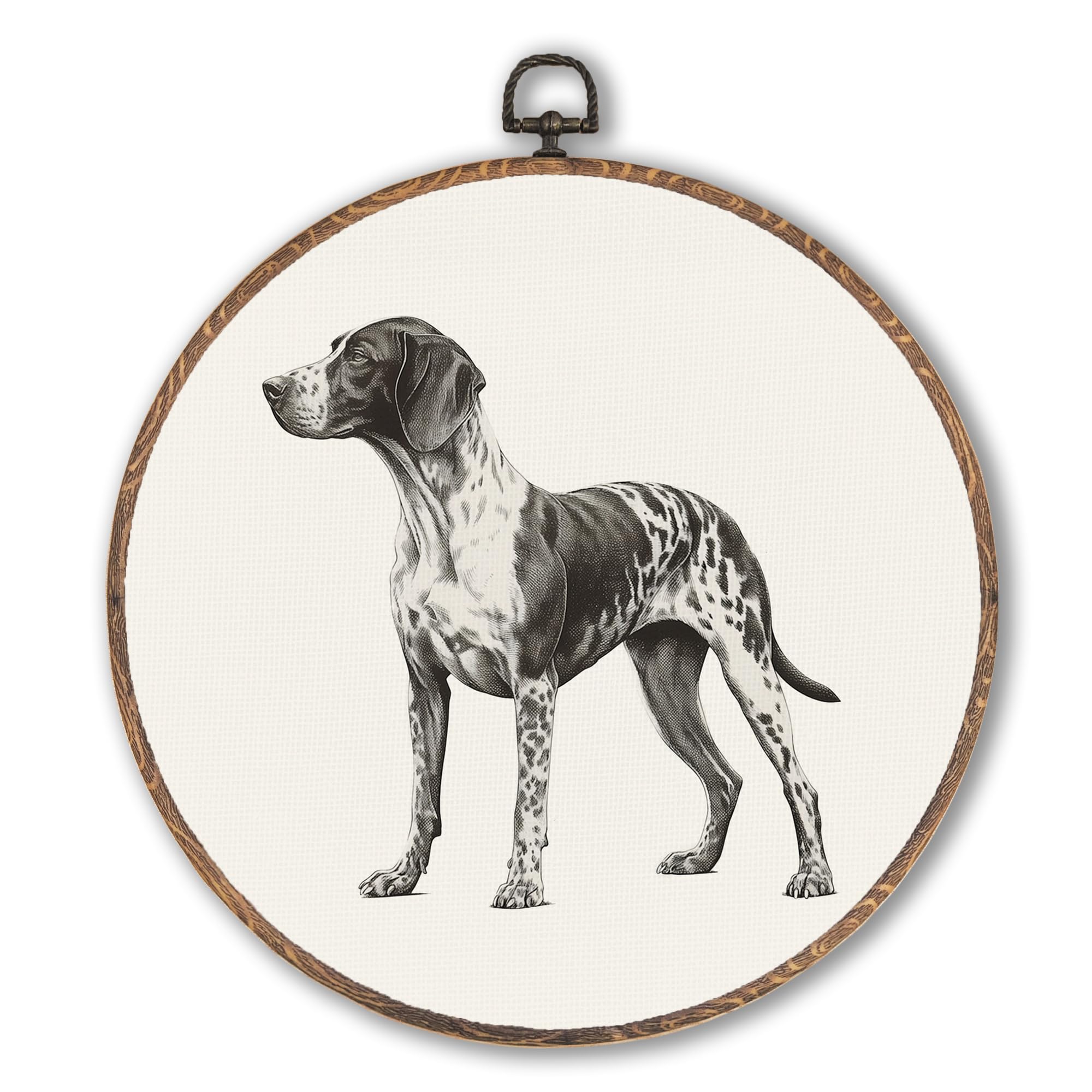 Hxlac German Shorthaired Pointer Round Wall Art Framed, Dog Mom Gifts Round Wall Decor, Dog Lovers Gifts Hanging Canvas Prints Wall Sculptures for Bathroom Bedroom Living Room Decor, 10x10 Inch