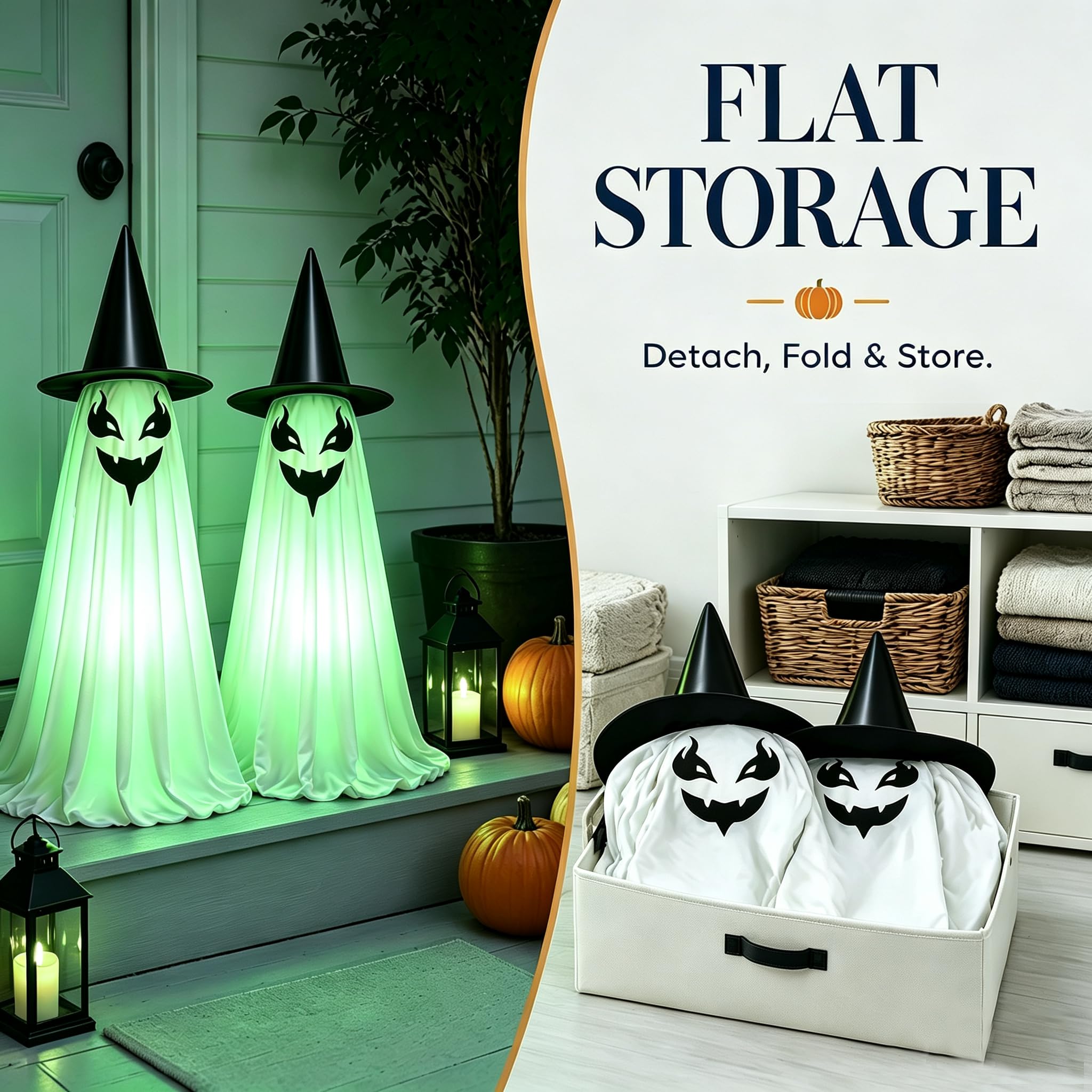 Halloween Decorations Outdoor, 2 Stück Riesige Stehende Geister (A 1.2M)